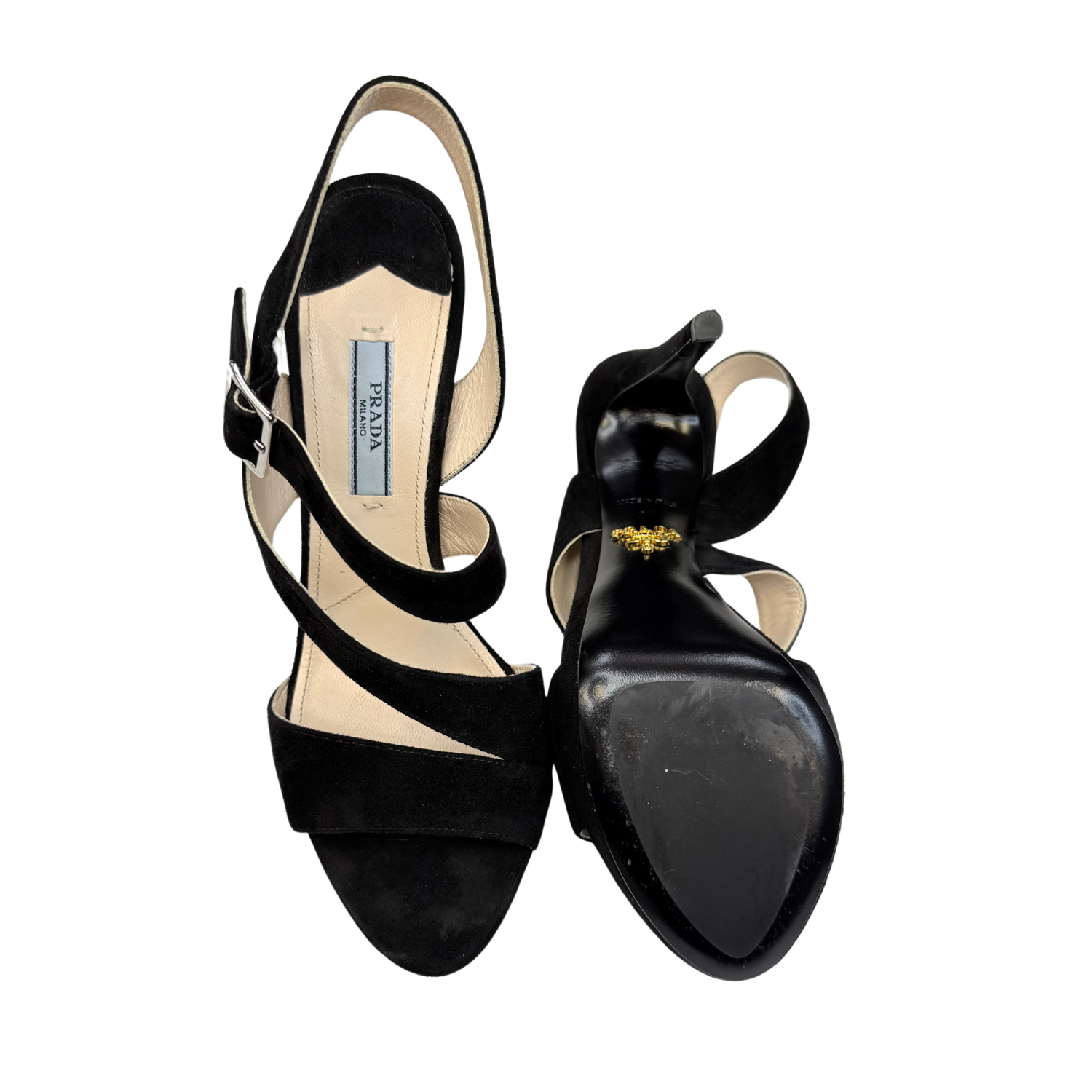 Prada Suede Slingback Sandals Black