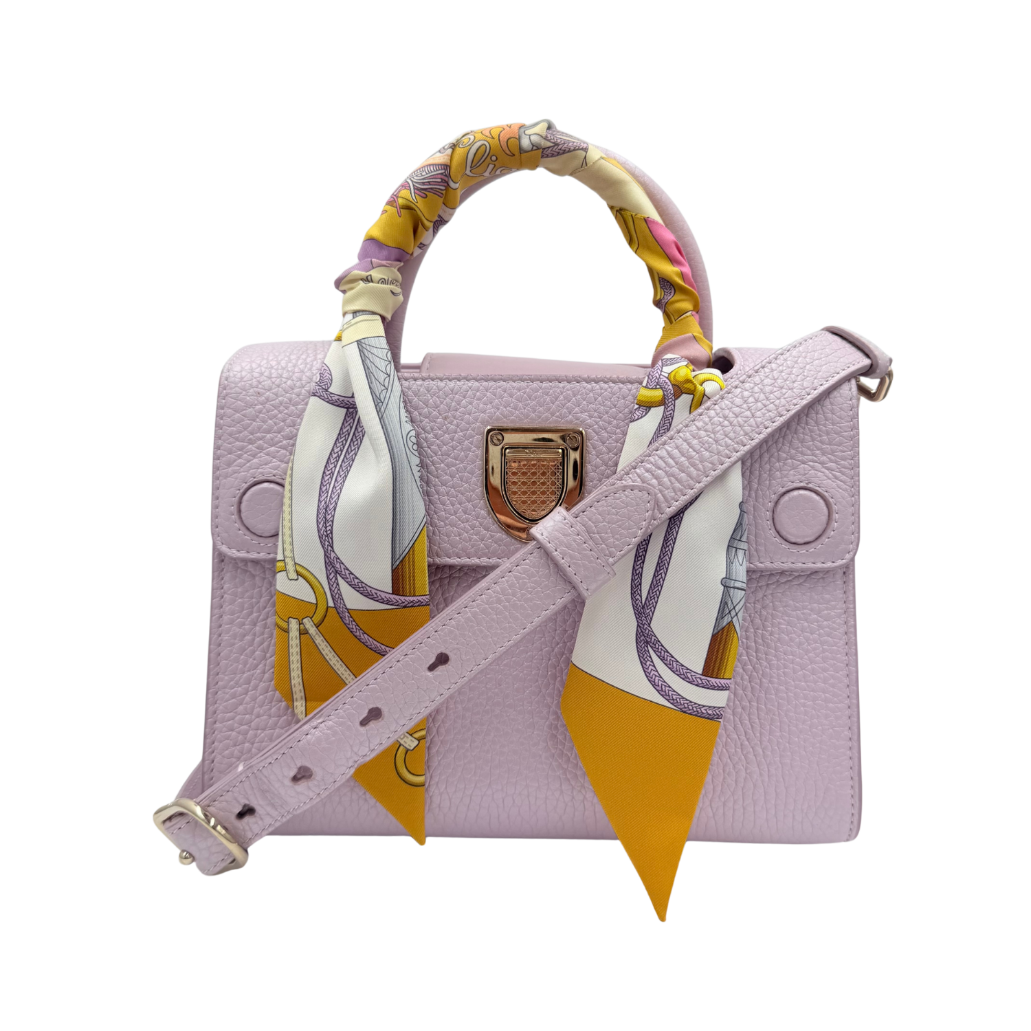 Christian Dior Mini Leather Diorever Tote Crossbody Bag with Top Handle Lavender (comes with Hermès Twilly)