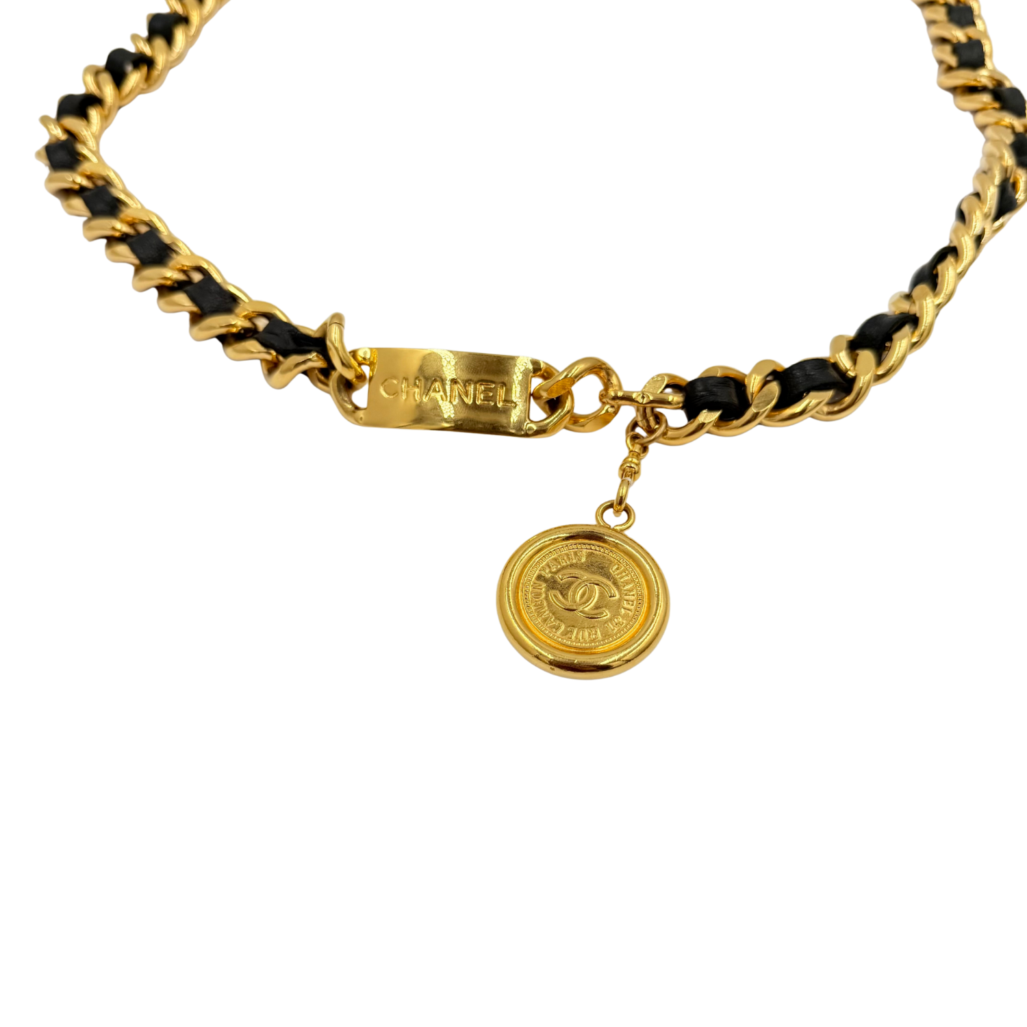 Chanel Vintage 1994 Interlocking CC Belt/Necklace Black and Gold