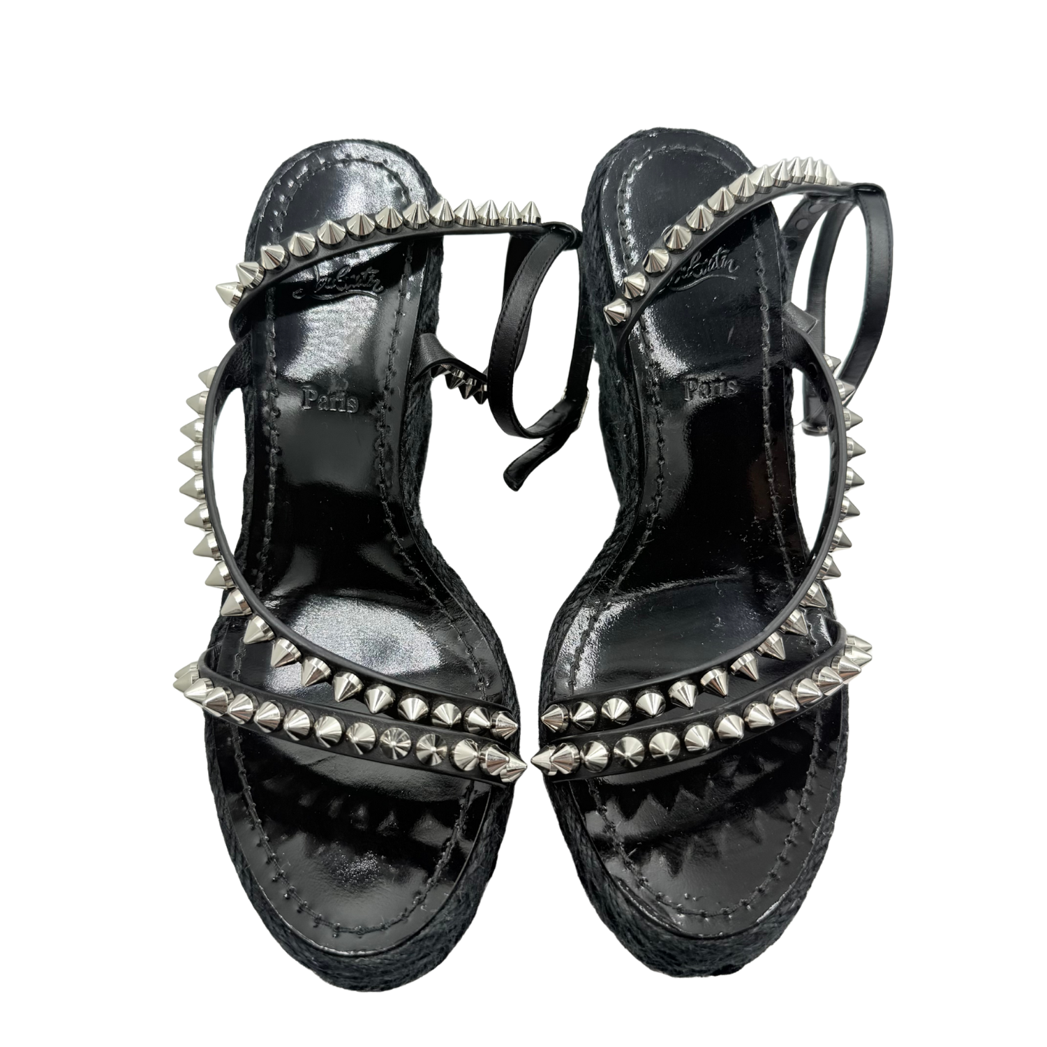 Christian Louboutin Studded Strap Wedge Black