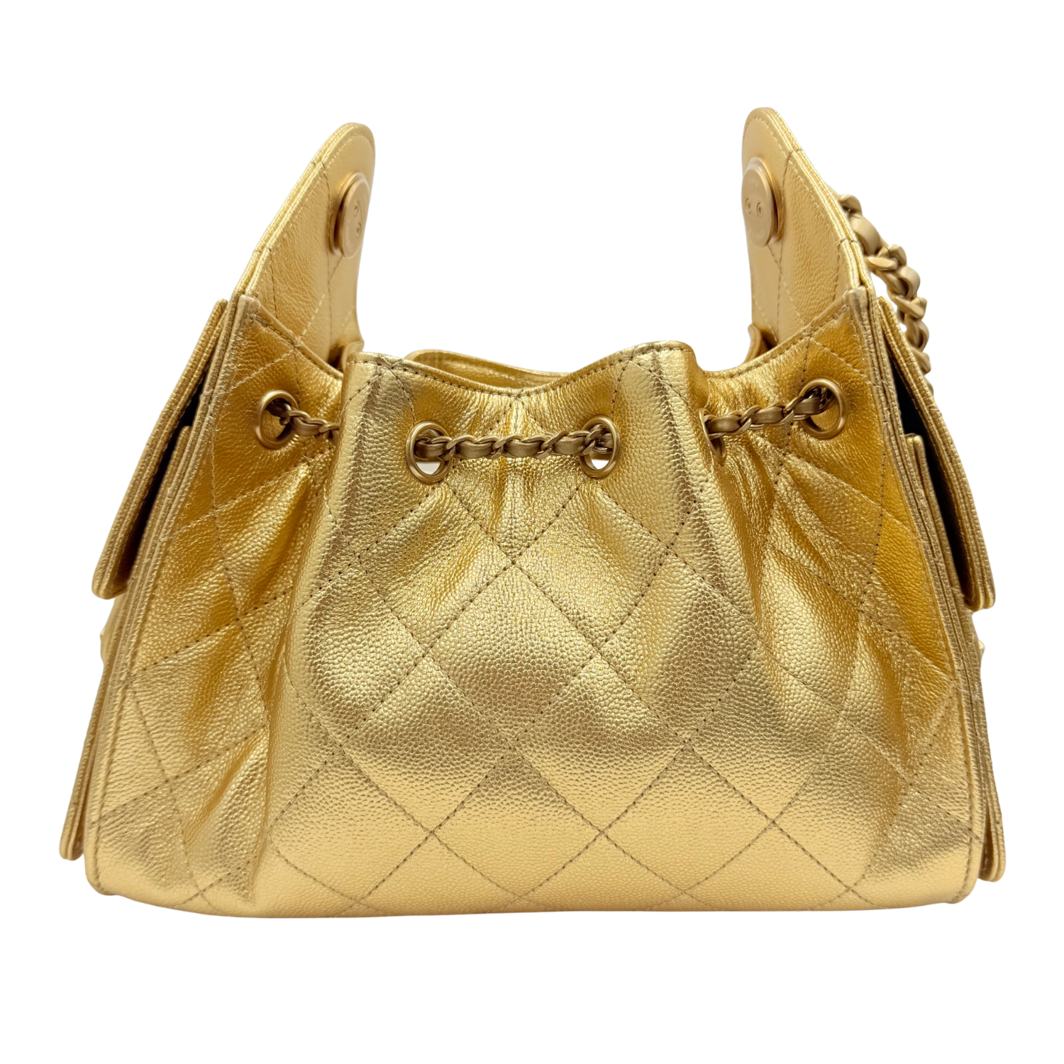 Chanel Mini Quilted Caviar Leather Chanel 25 Handbag Gold