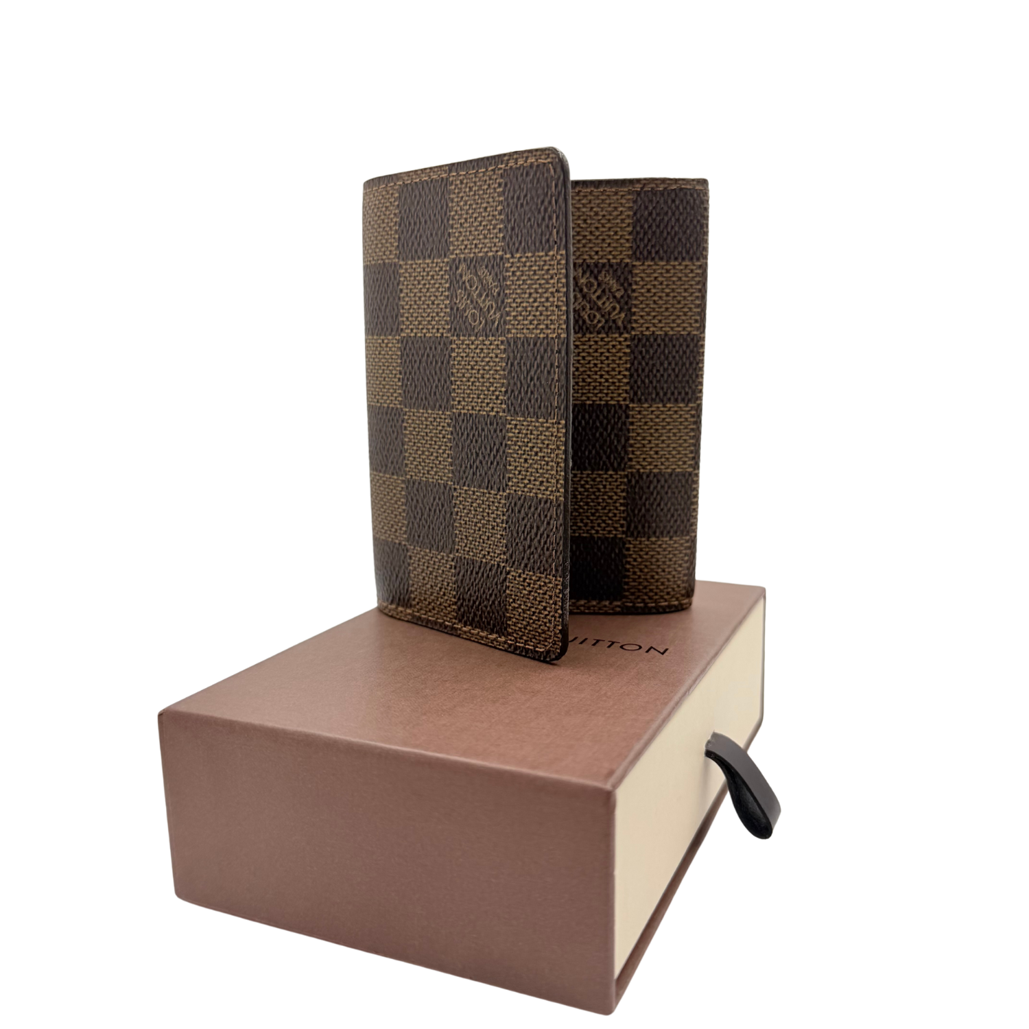 Louis Vuitton Damier Ebene Pattern Card Holder Brown