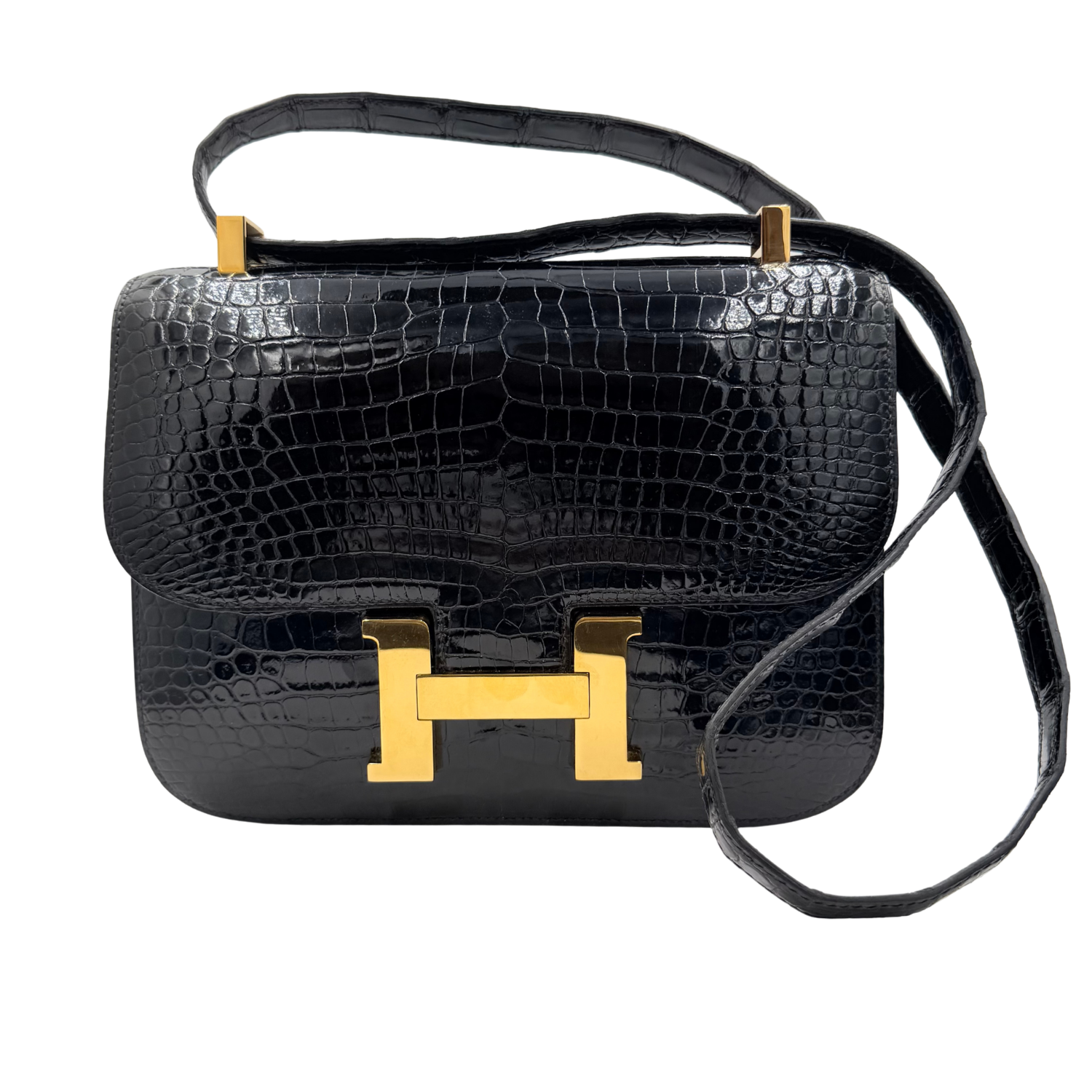 Hermès Vintage Constance 24 Black Crocodile with Gold Hardware