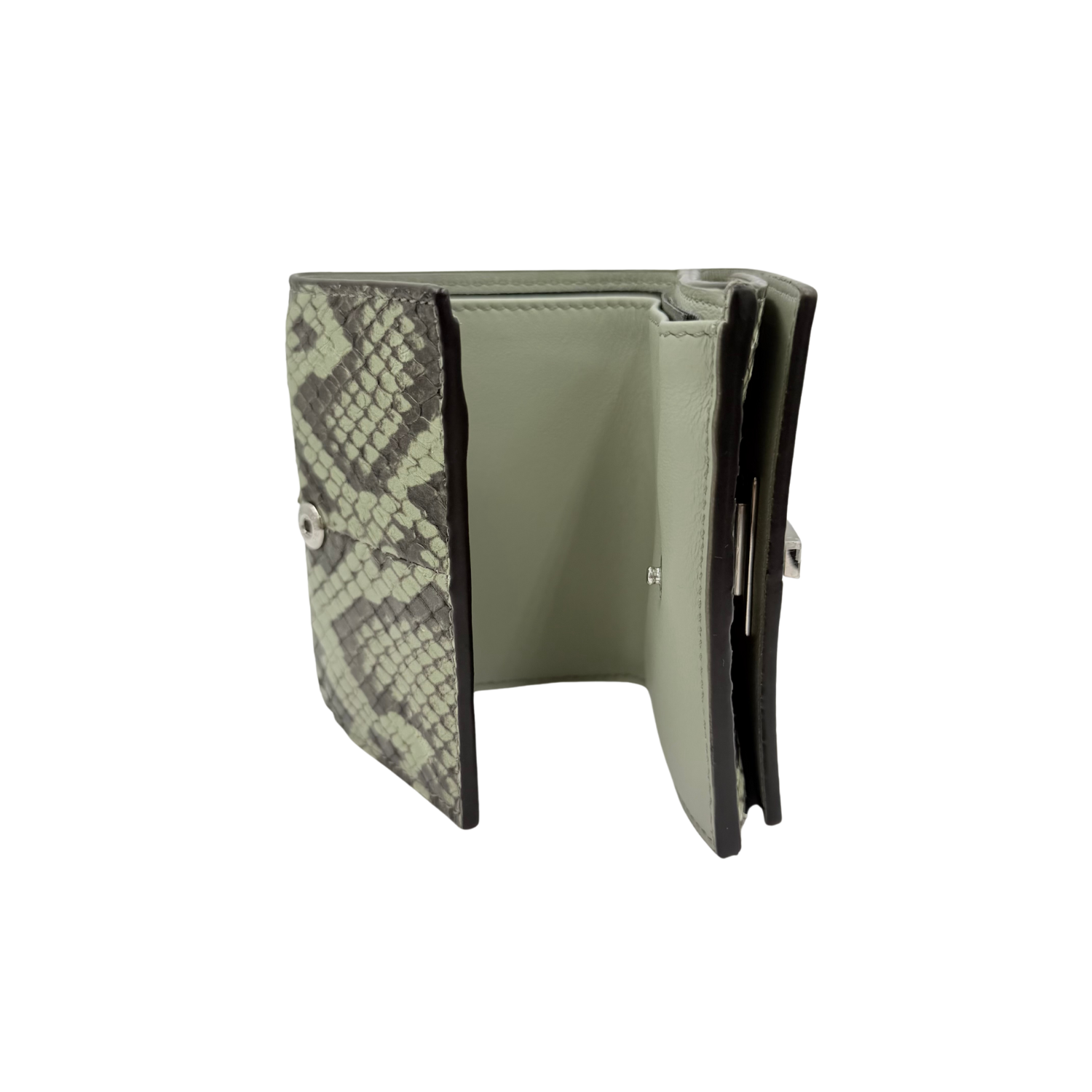 Fendi Elaphe Vitello Grace Python Print Mini Trifold Wallet Green Tea