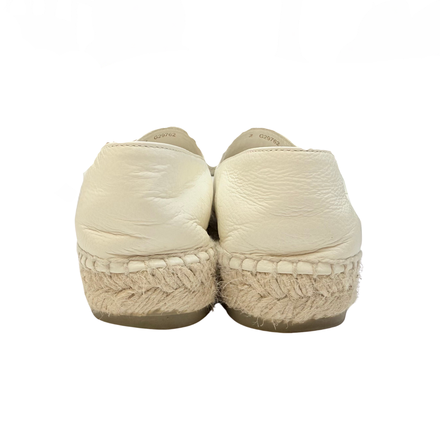 Chanel Interlocking CC Leather Espadrilles Cream