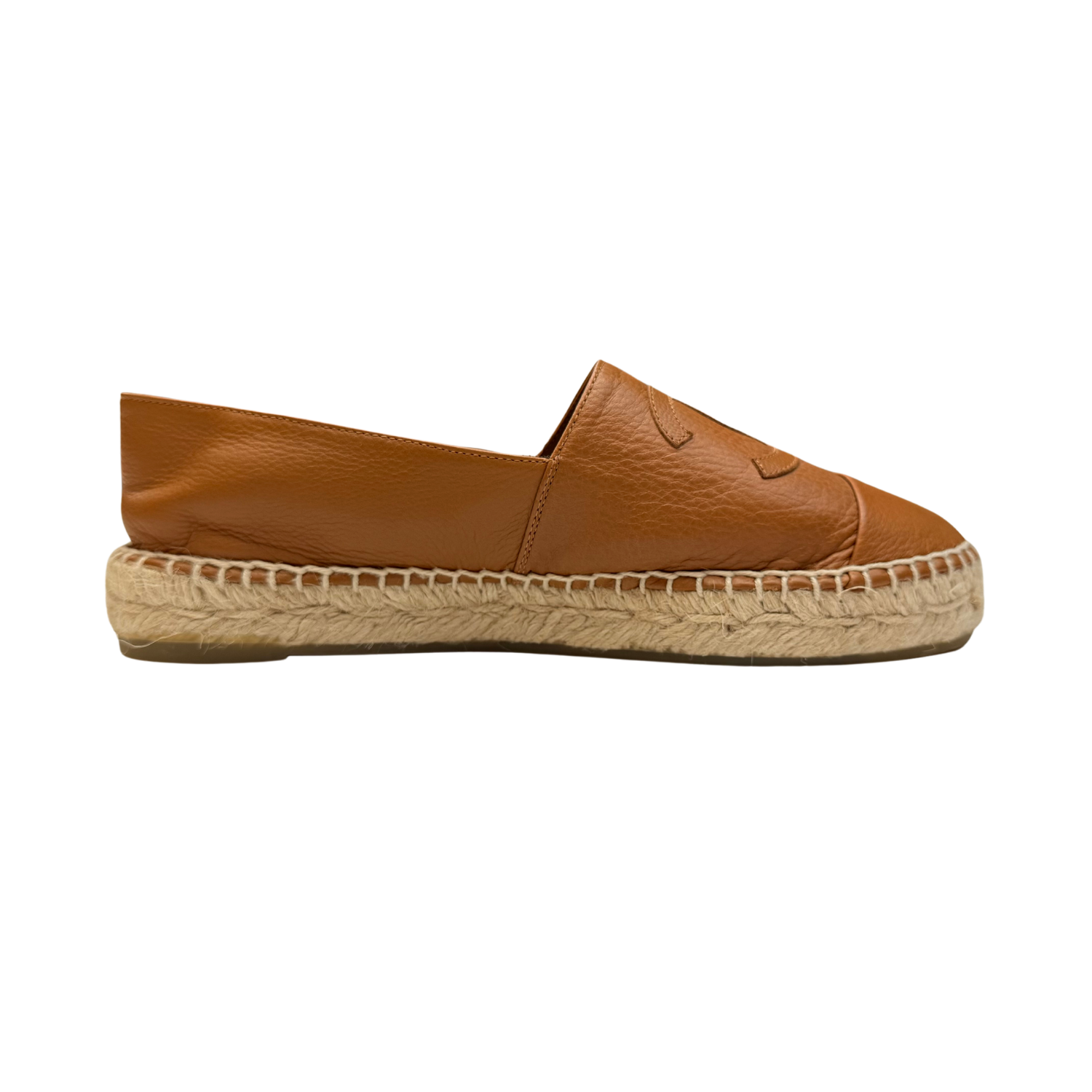 Chanel Interlocking CC Calfskin Espadrilles Camel Brown