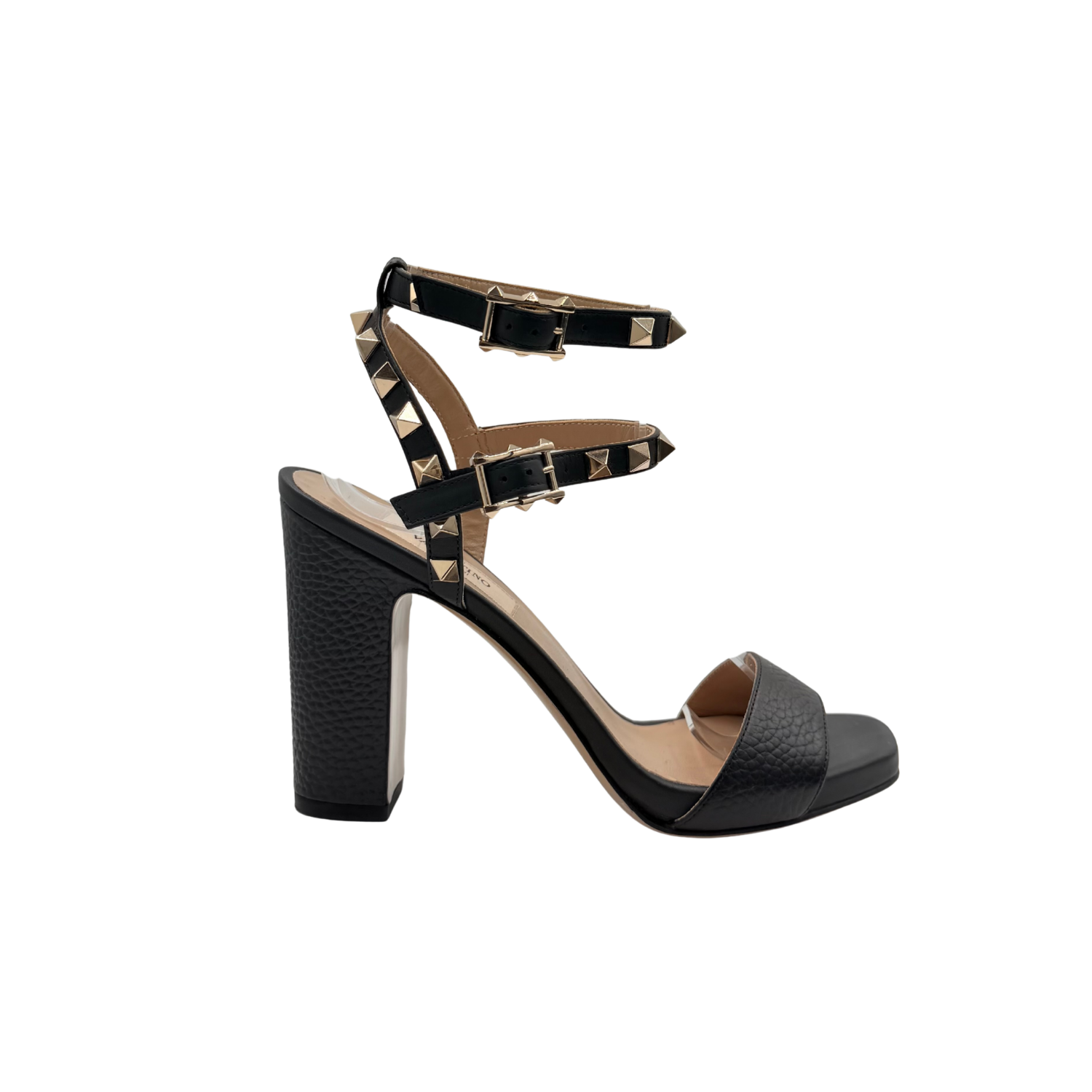 Valentino Rockstud Accents Leather Sandals Black