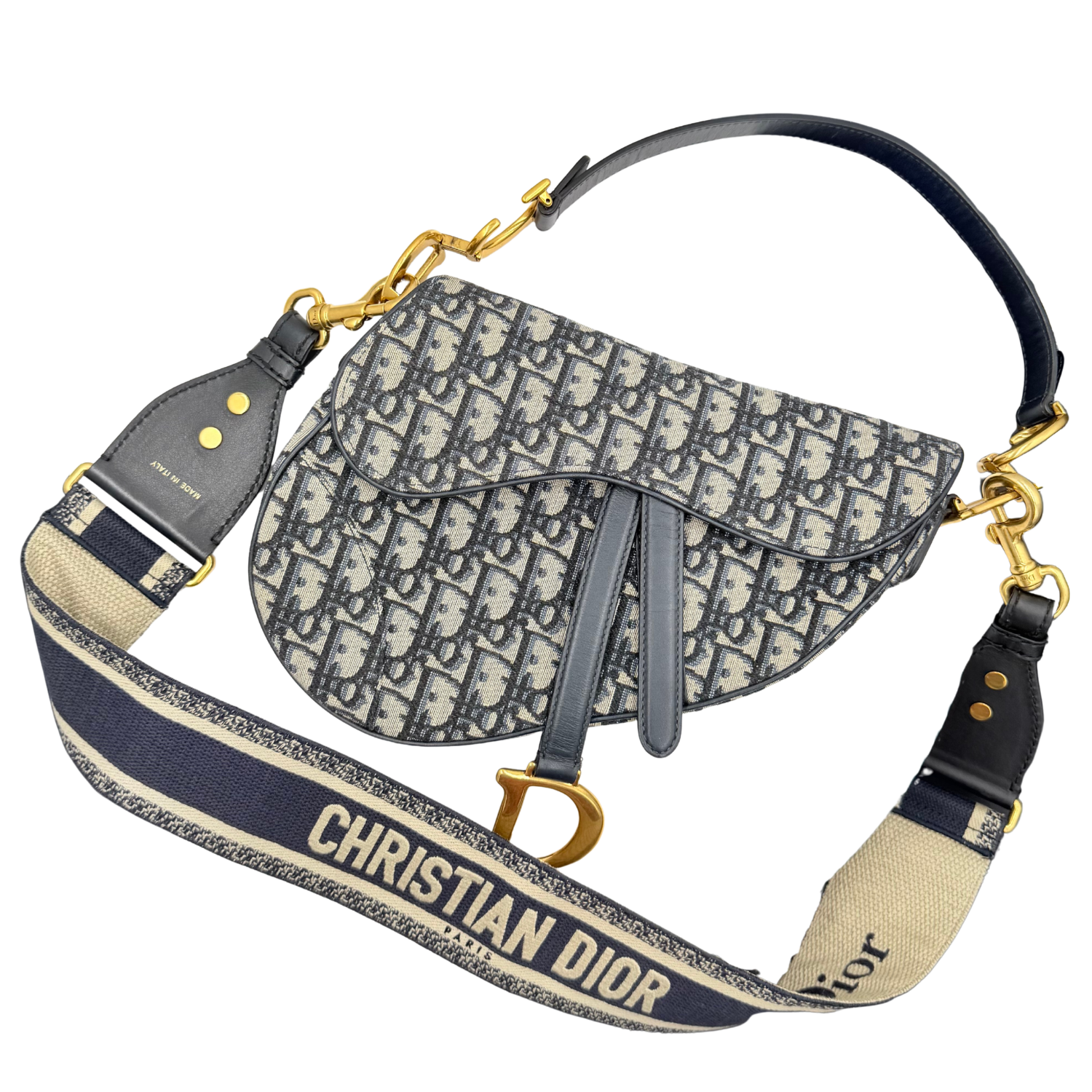 Christian Dior Saddle Bag Blue Dior Oblique Jacquard Canvas