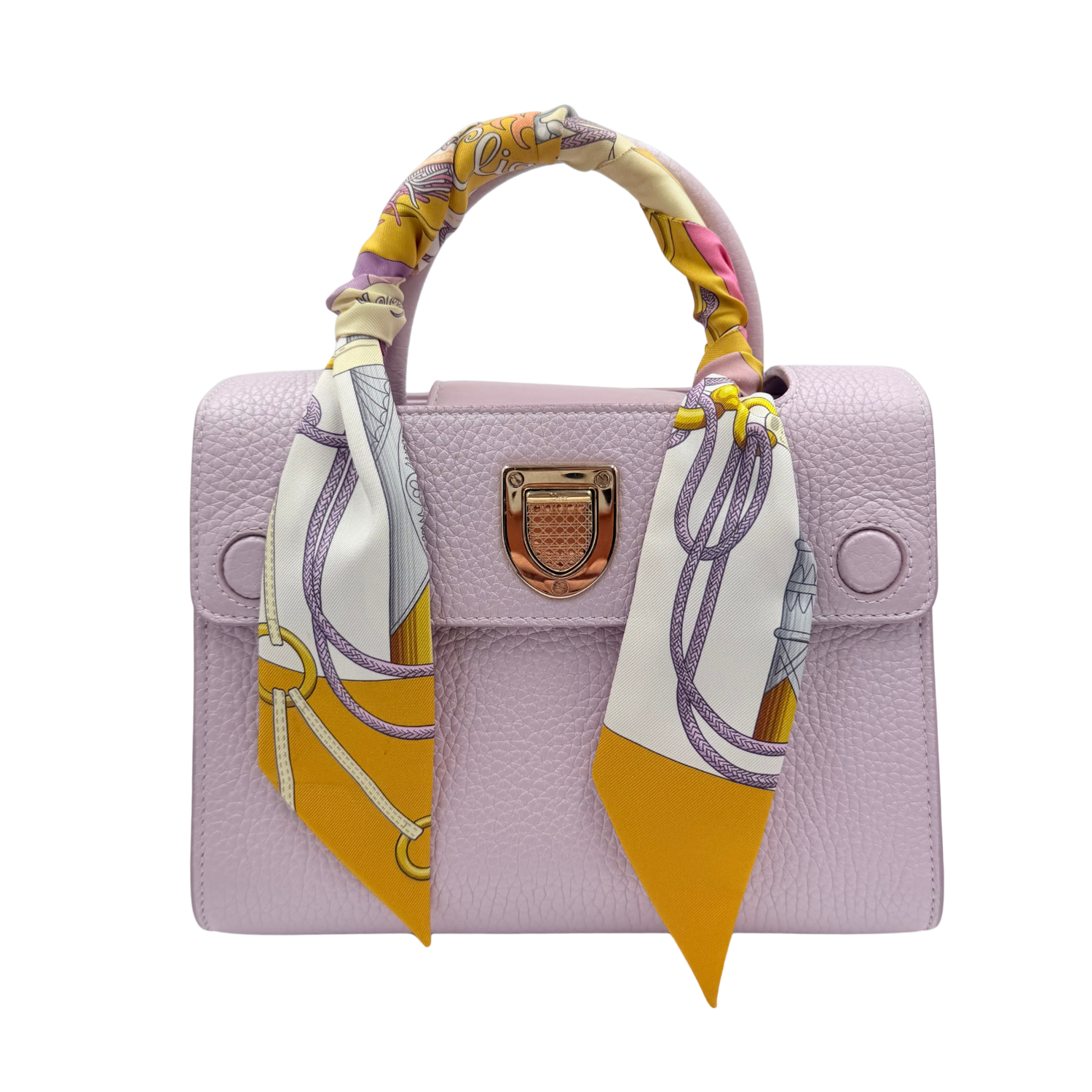 Christian Dior Mini Leather Diorever Tote Crossbody Bag with Top Handle Lavender (comes with Hermès Twilly)