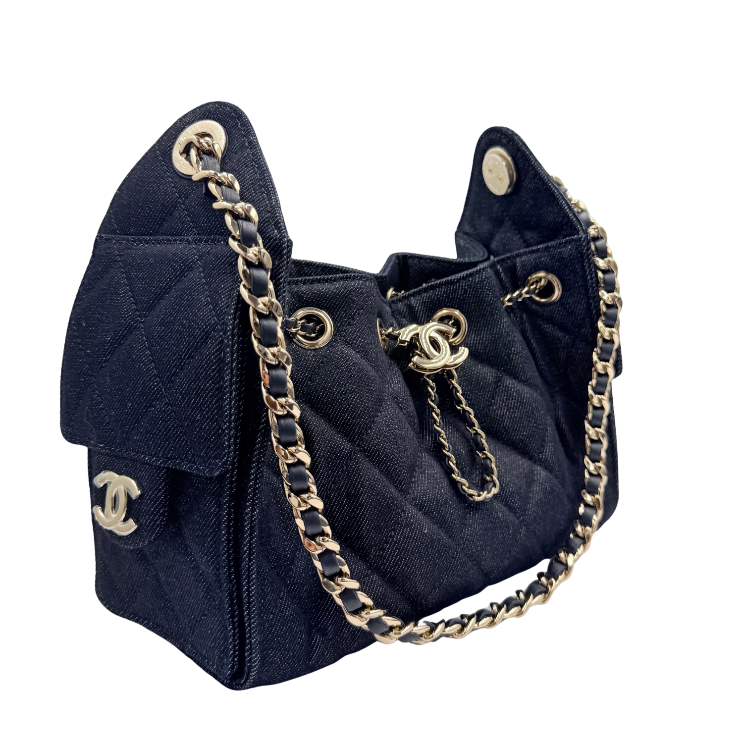 Chanel Mini Quilted Denim Chanel 25 Handbag Dark Blue