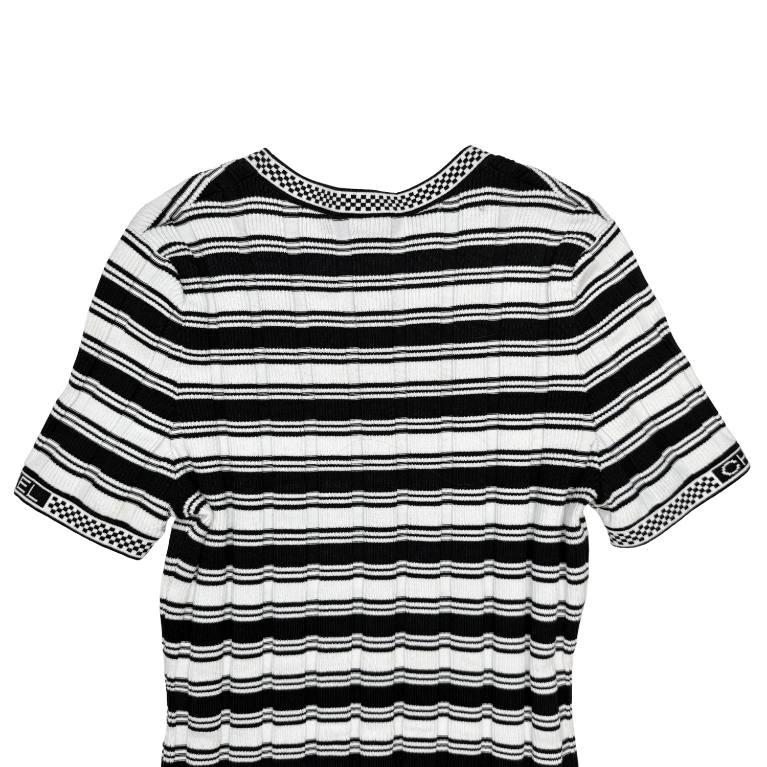Chanel Striped Ribbed Short Sleeve T-Shirt