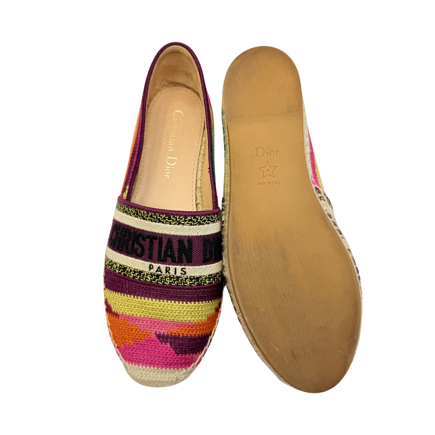 Christian Dior Granville Patchwork Cotton Espadrilles Multicolor