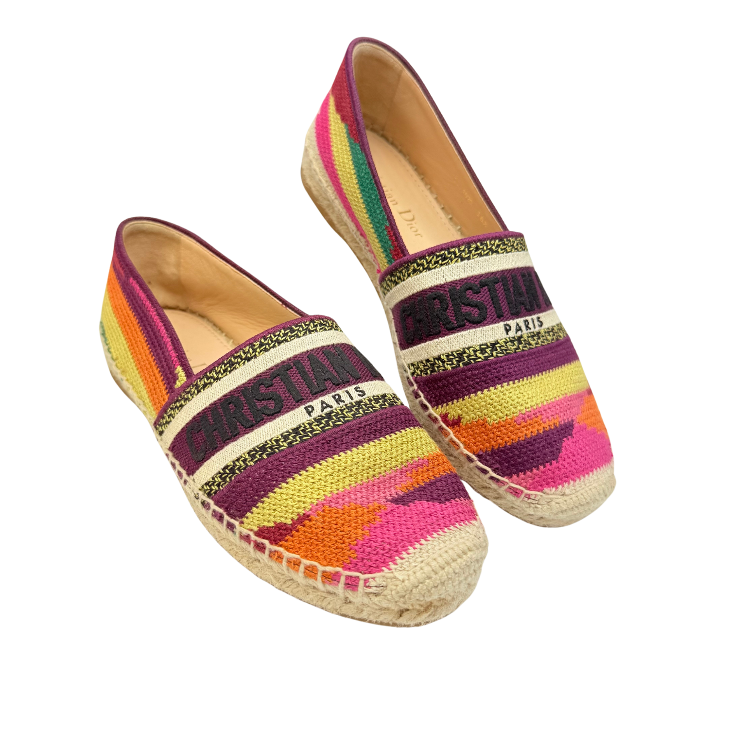 Christian Dior Granville Patchwork Cotton Espadrilles Multicolor