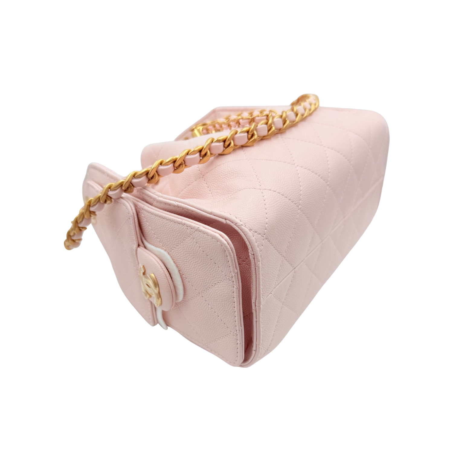 Chanel Mini Quilted Caviar Leather Chanel 25 Handbag Light Pink