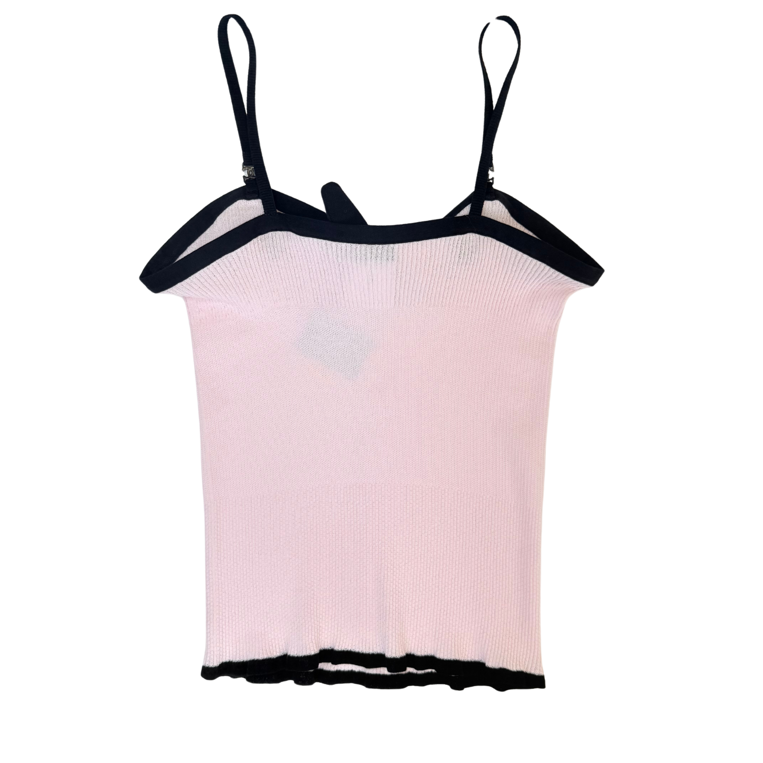 Chanel Crystal Bow Ribbed Tank Top Pink