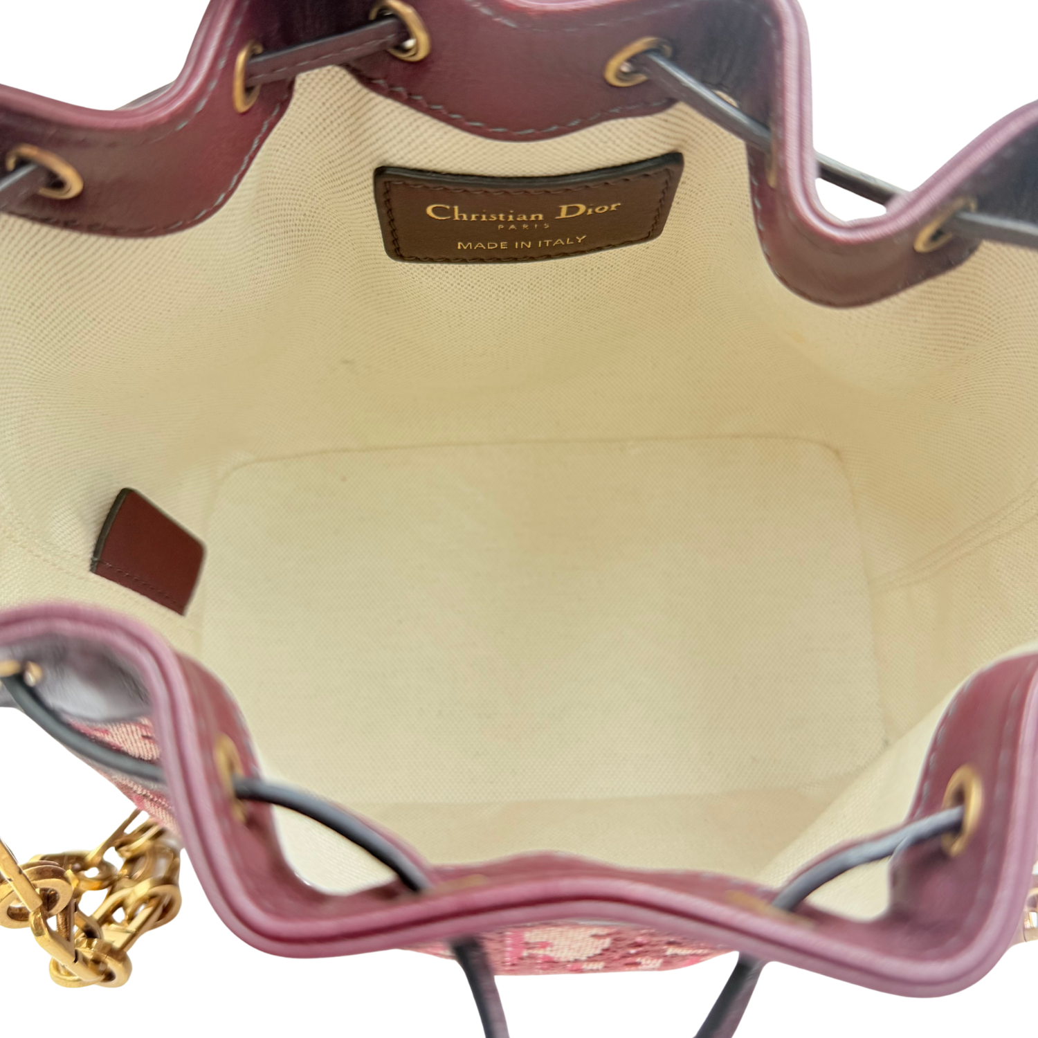 Christian Dior Small Oblique Bucket Bag Burgundy