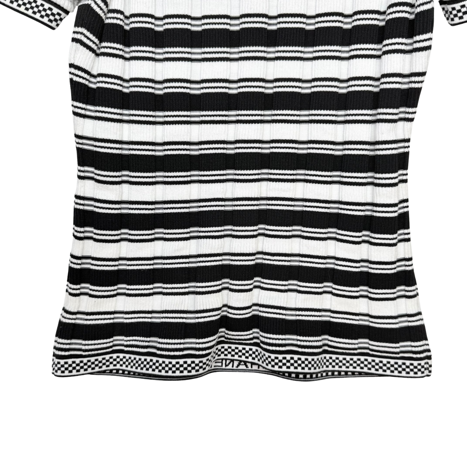 Chanel Striped Ribbed Short Sleeve T-Shirt