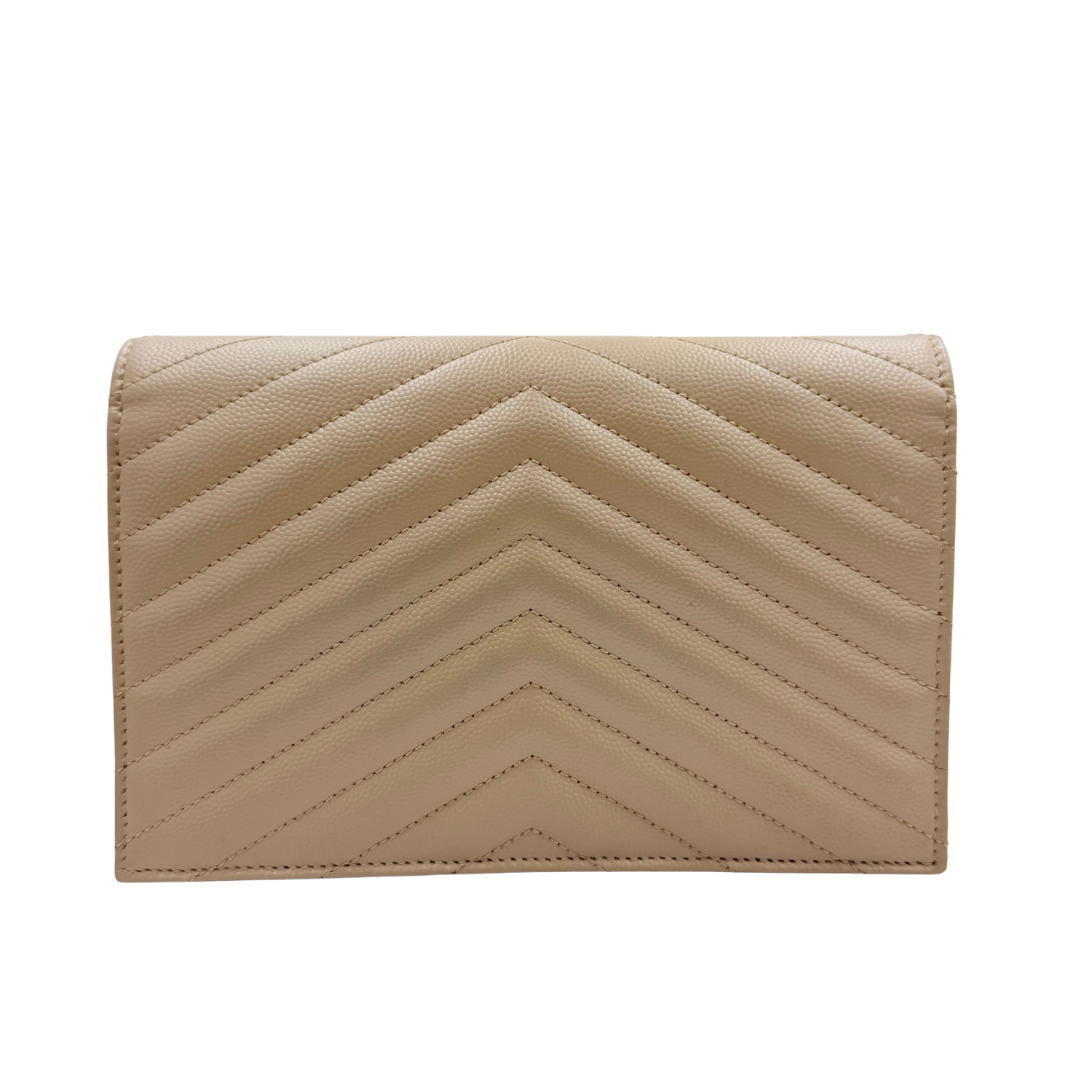 Yves Saint Laurent Chevron Envelope Flap Bag Tan