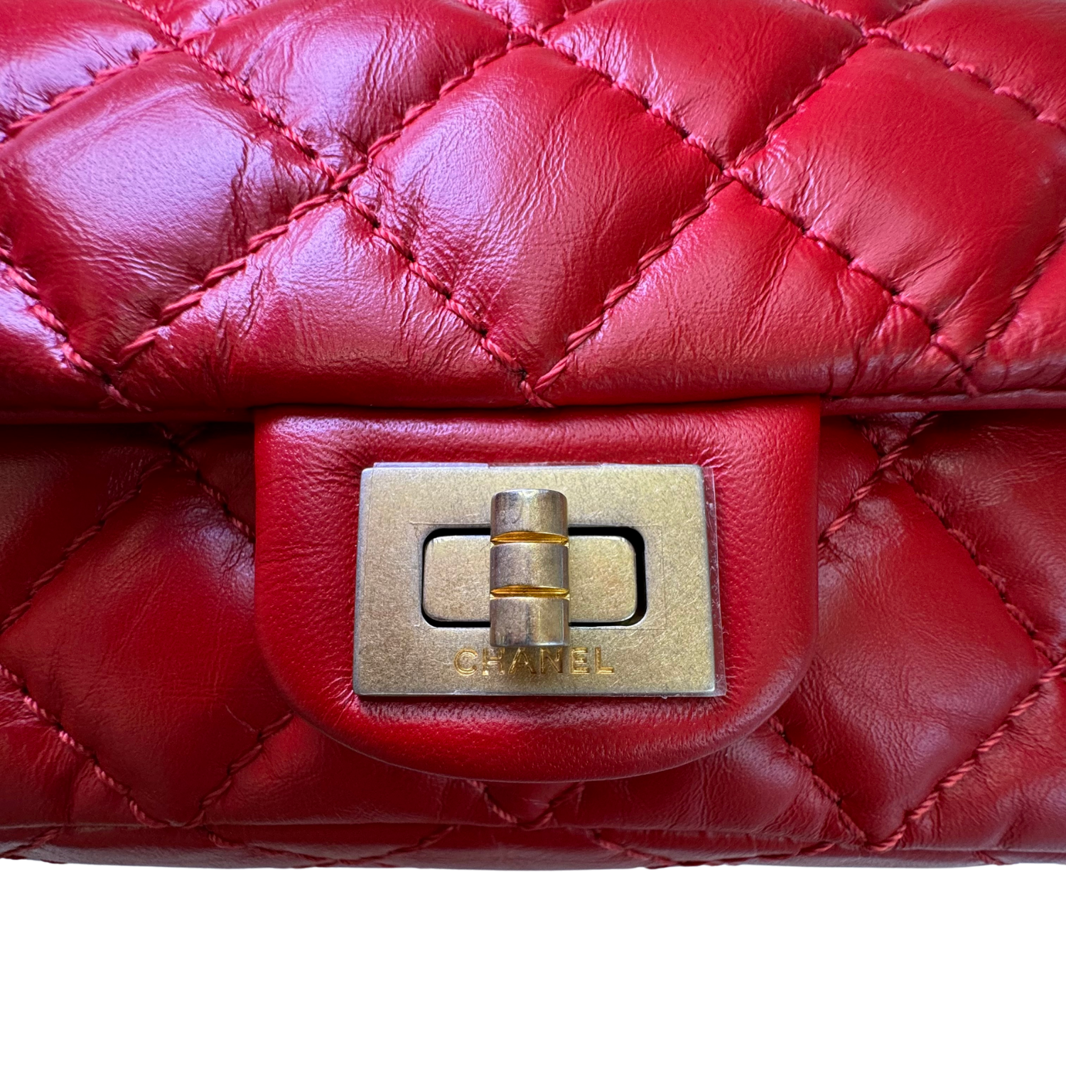 Chanel Aged Quilted Calfskin Leather 2.55 Reissue Bum Bag Red