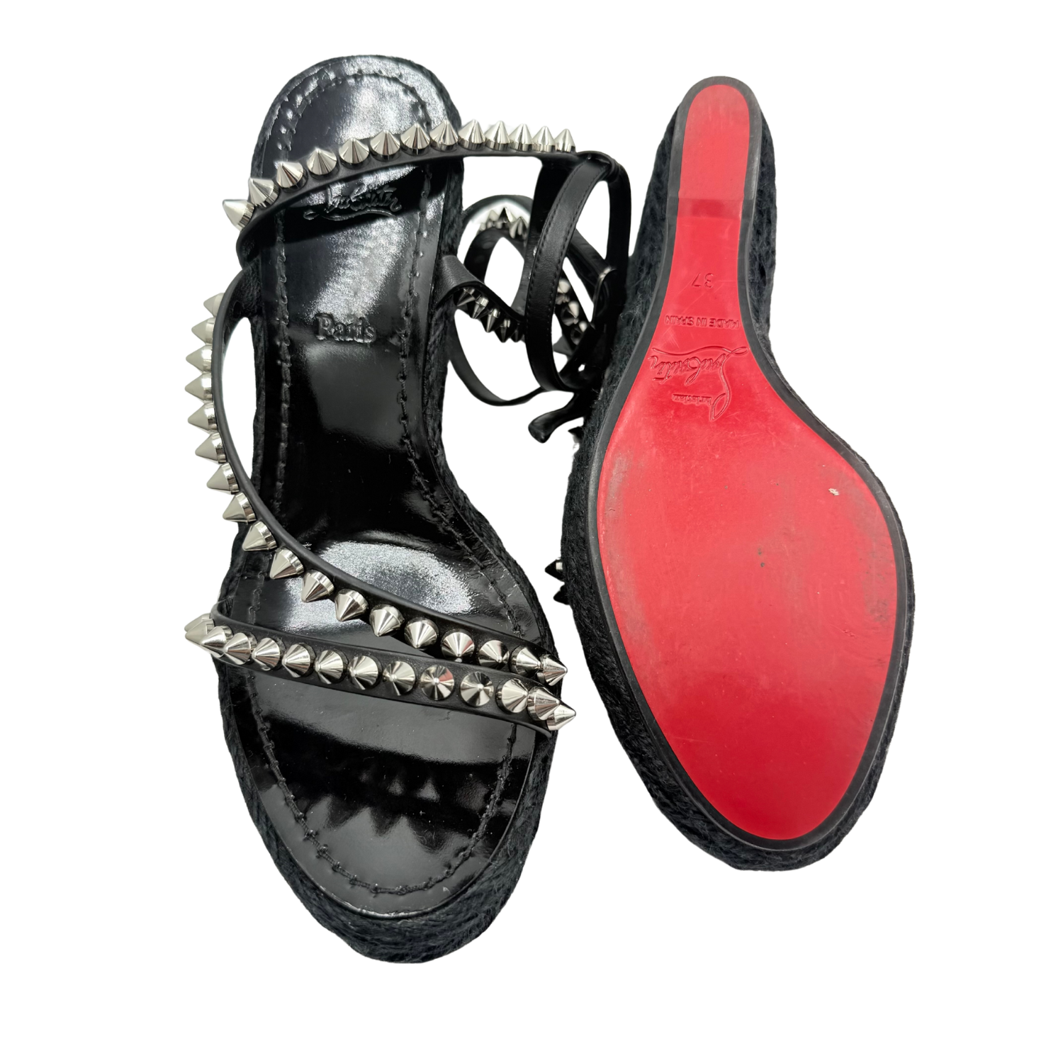 Christian Louboutin Studded Strap Wedge Black