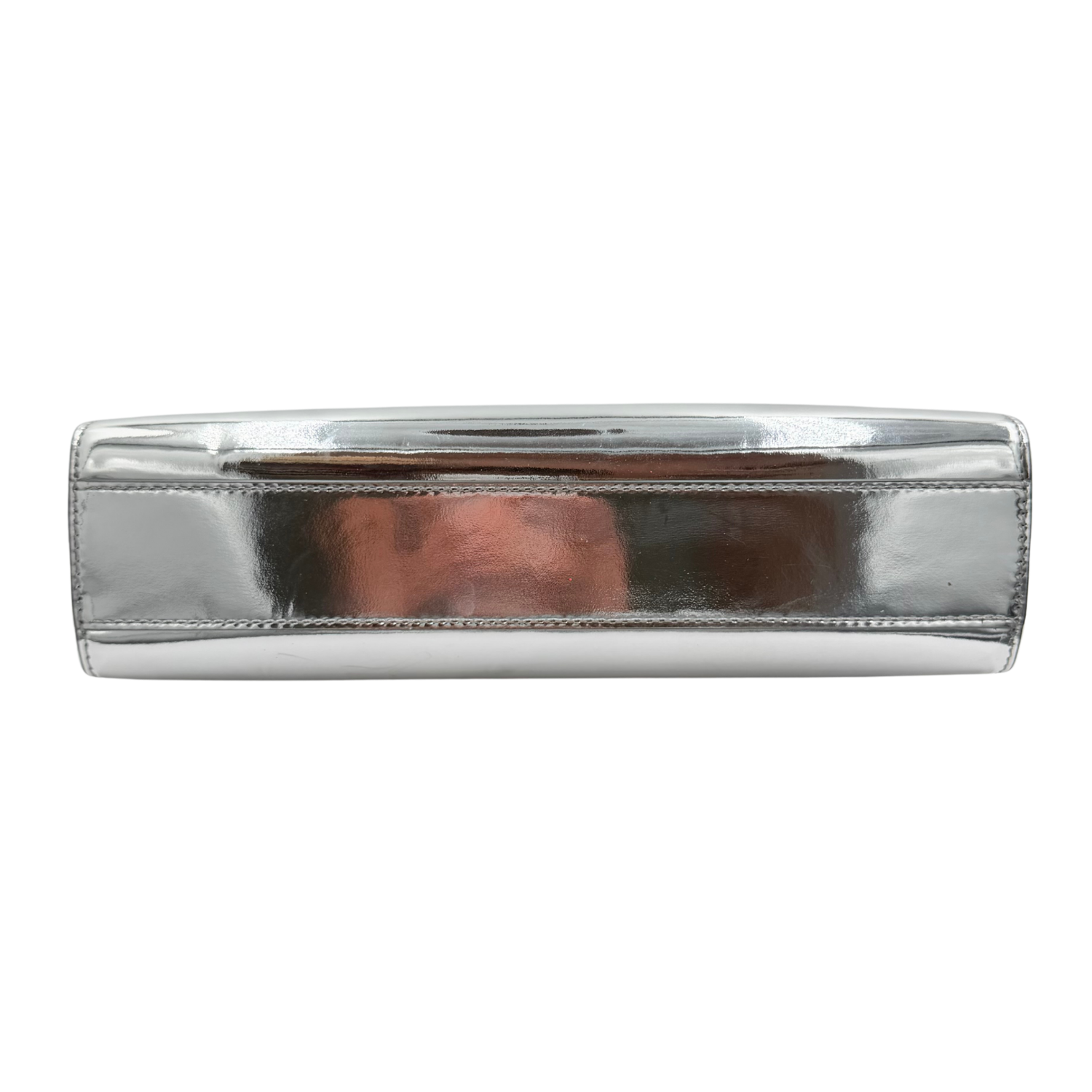 Small Diamond Metallic Clutch with Strap Silver