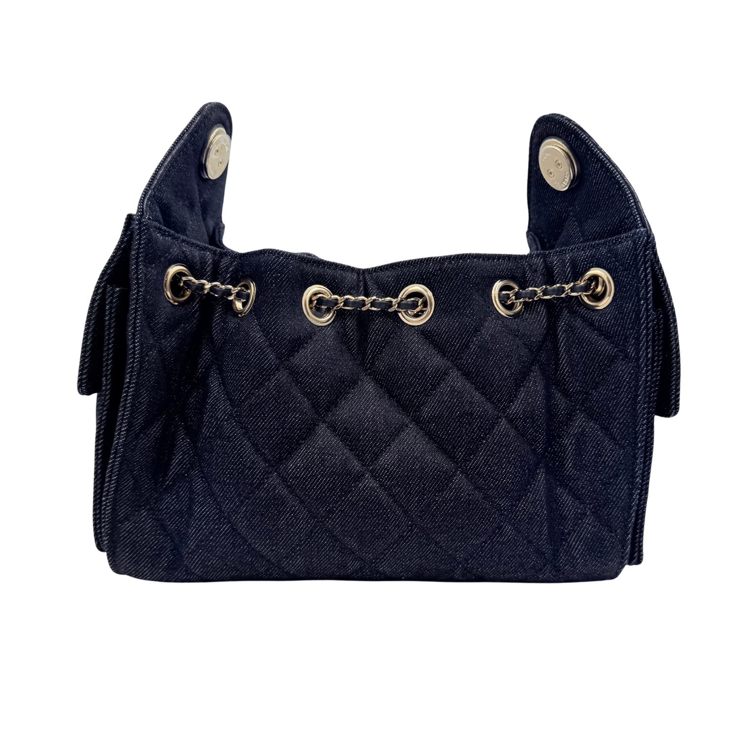 Chanel Mini Quilted Denim Chanel 25 Handbag Dark Blue