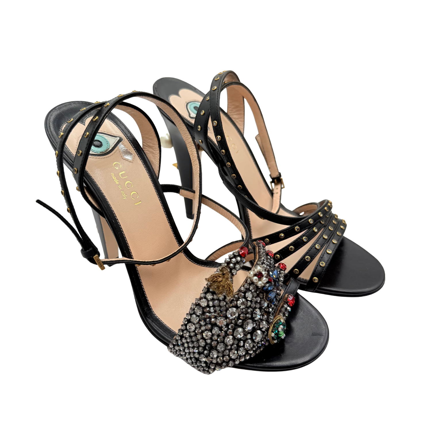 Gucci Nappa Queen Margaret Mid Heel Sandals