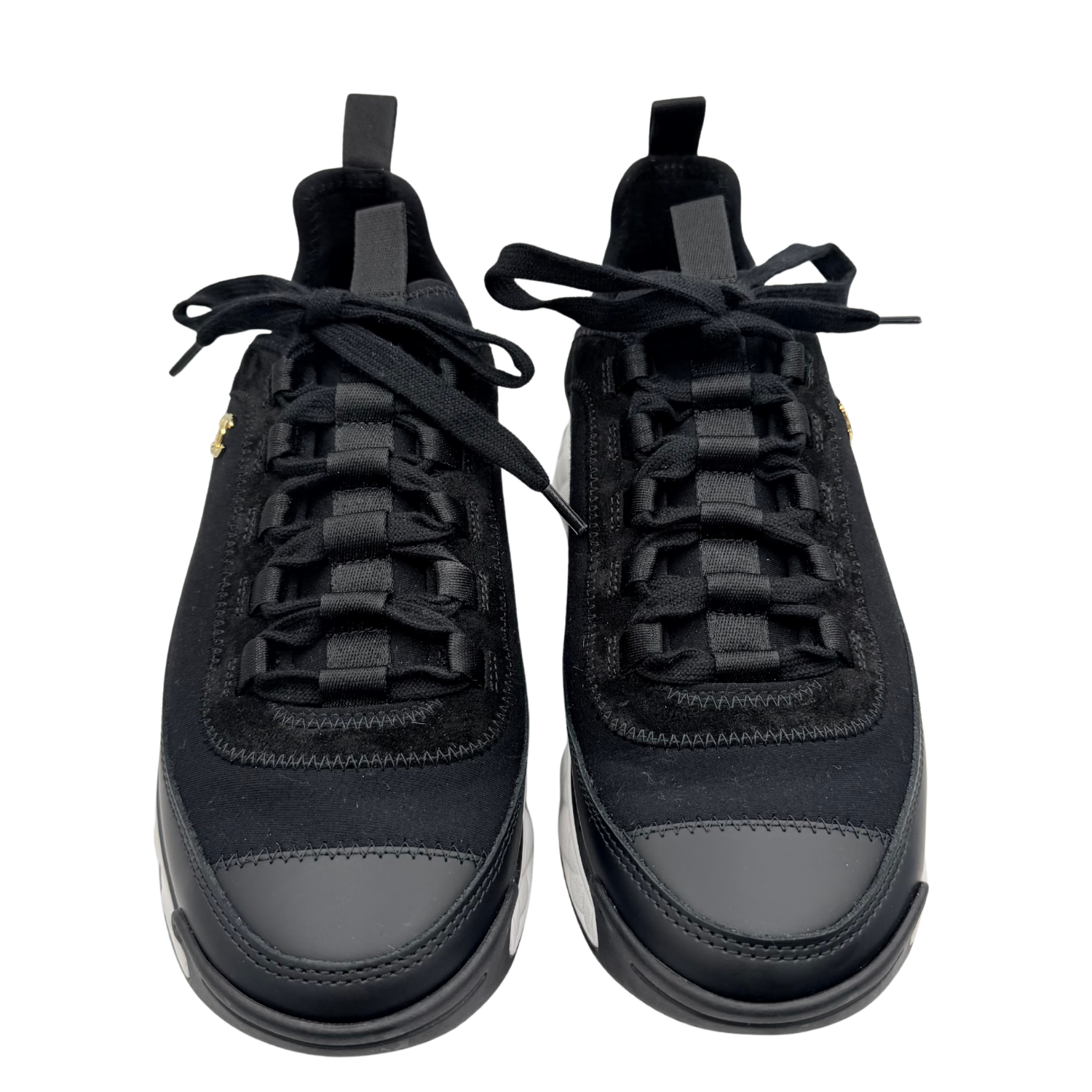 Chanel Velvet Calfskin Mixed Fibers CC Sneakers Black