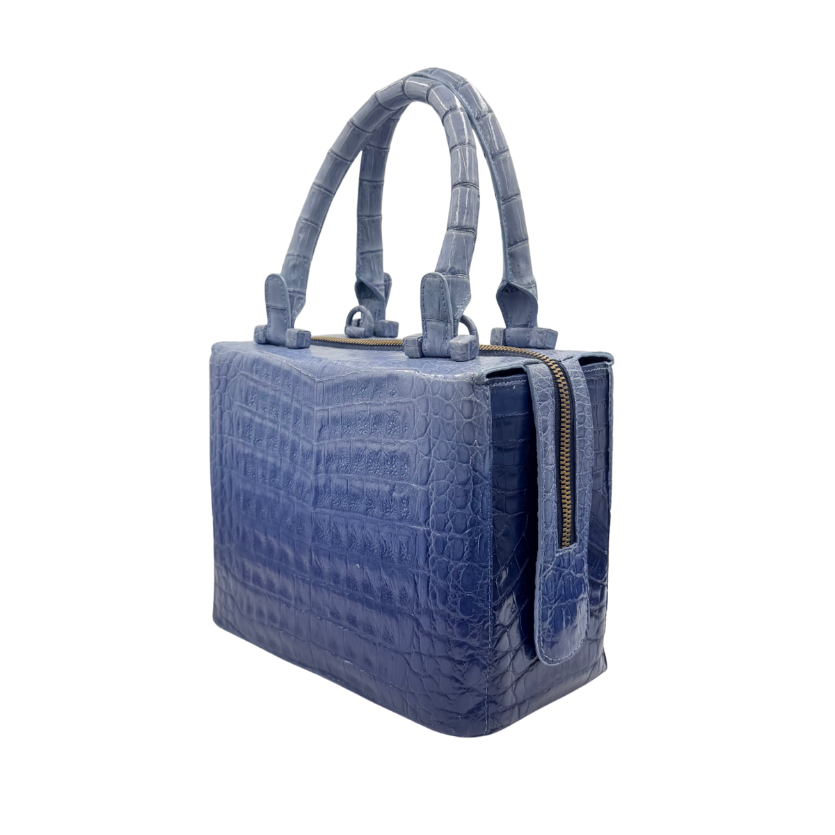 Gradient Crocodile Leather Bag Blue