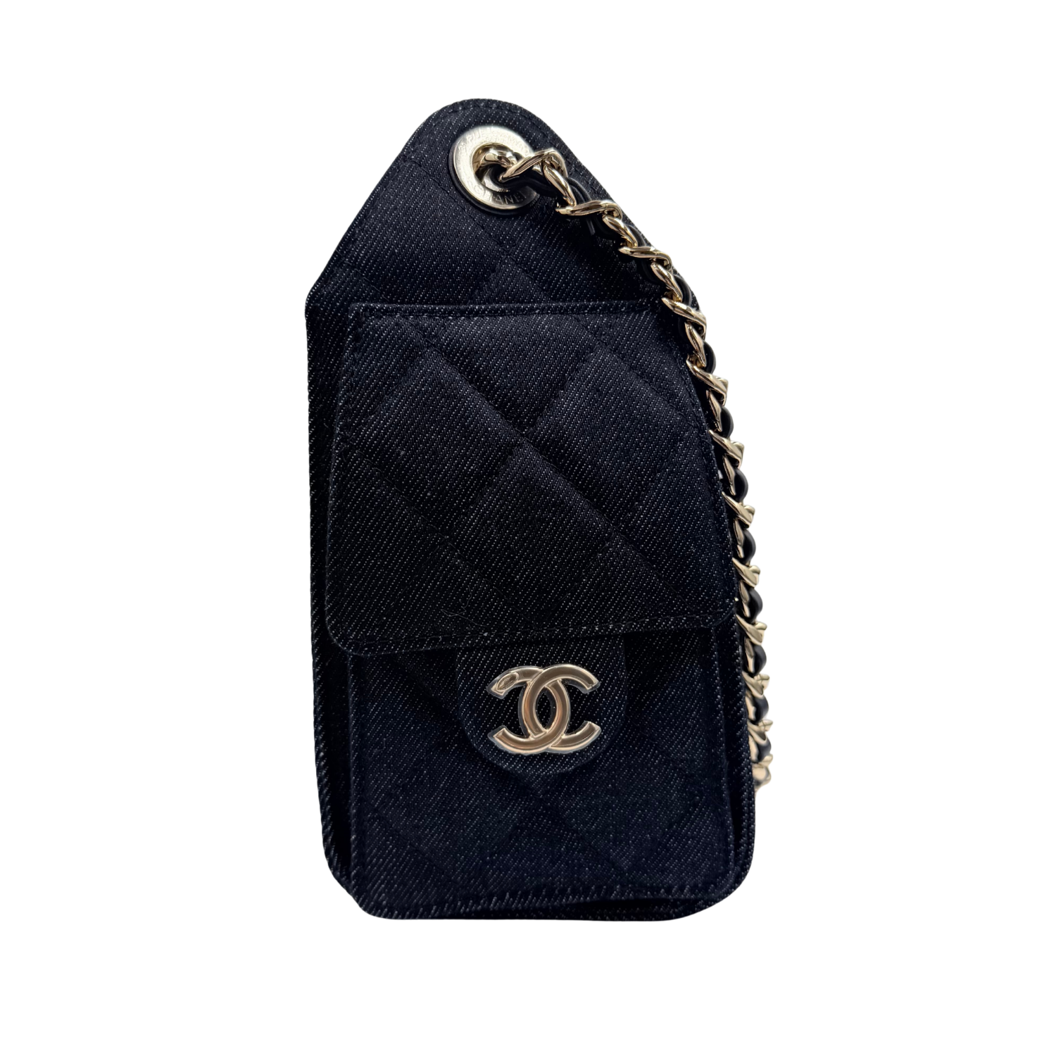 Chanel Mini Quilted Denim Chanel 25 Handbag Dark Blue