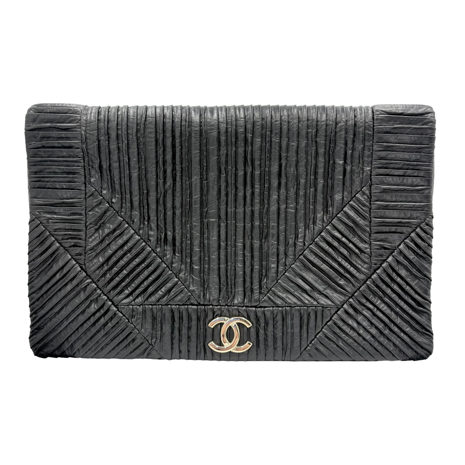 Chanel Coco Pleats Clutch Black