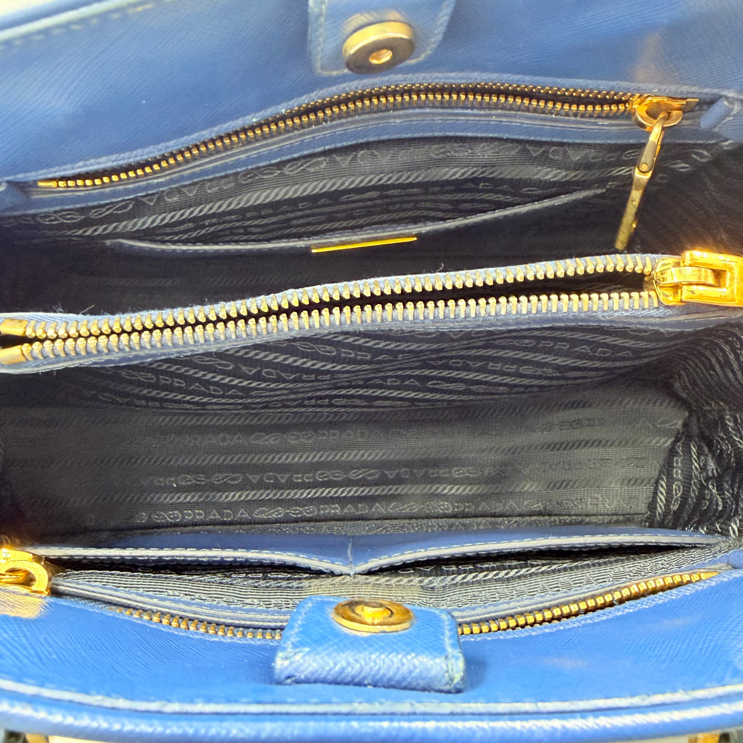 Prada Vintage Saffiano Lux Medium Open Promenade Tote Bluette