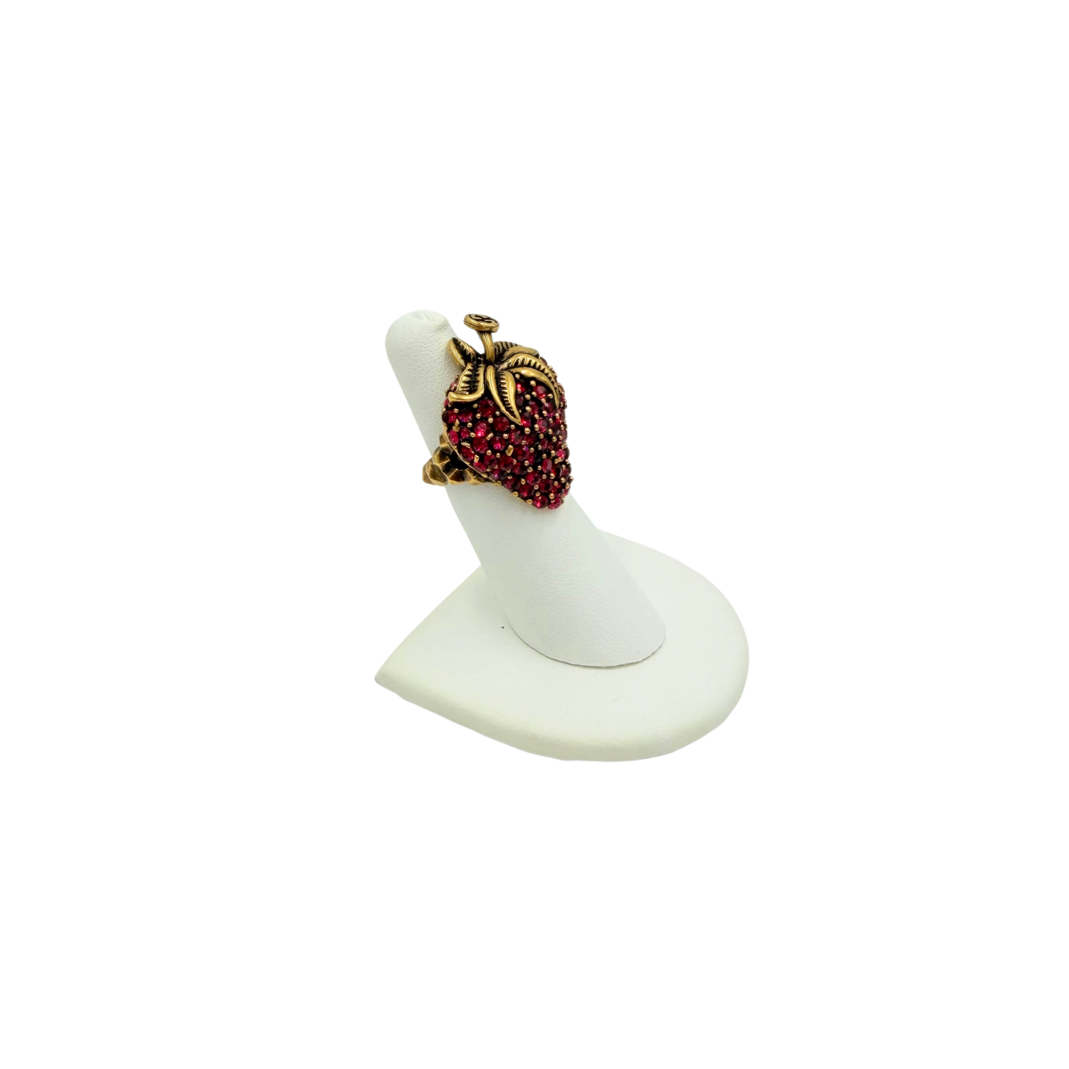 Gucci Crystal Strawberry Cocktail Ring