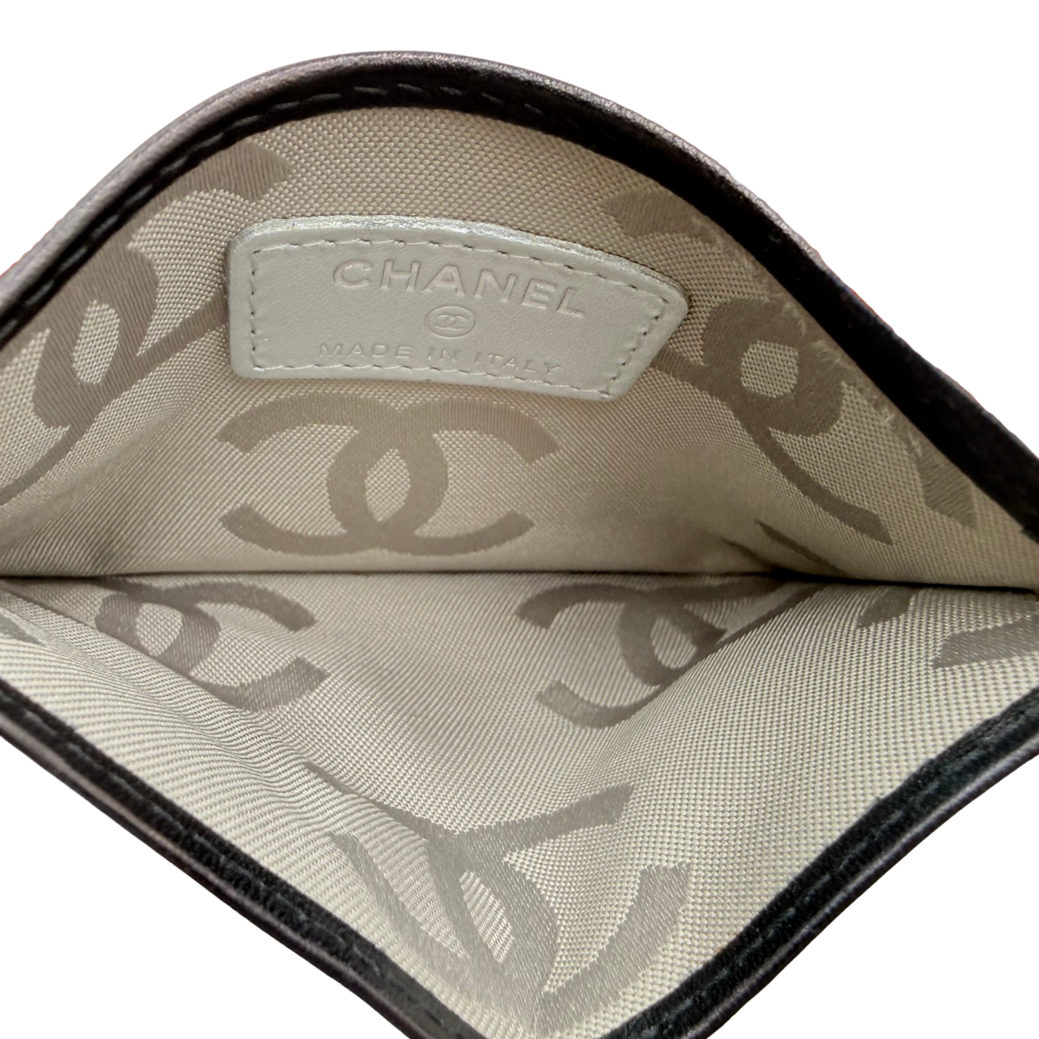 Chanel CC Ligne Cambon Cardholder Black and Silver