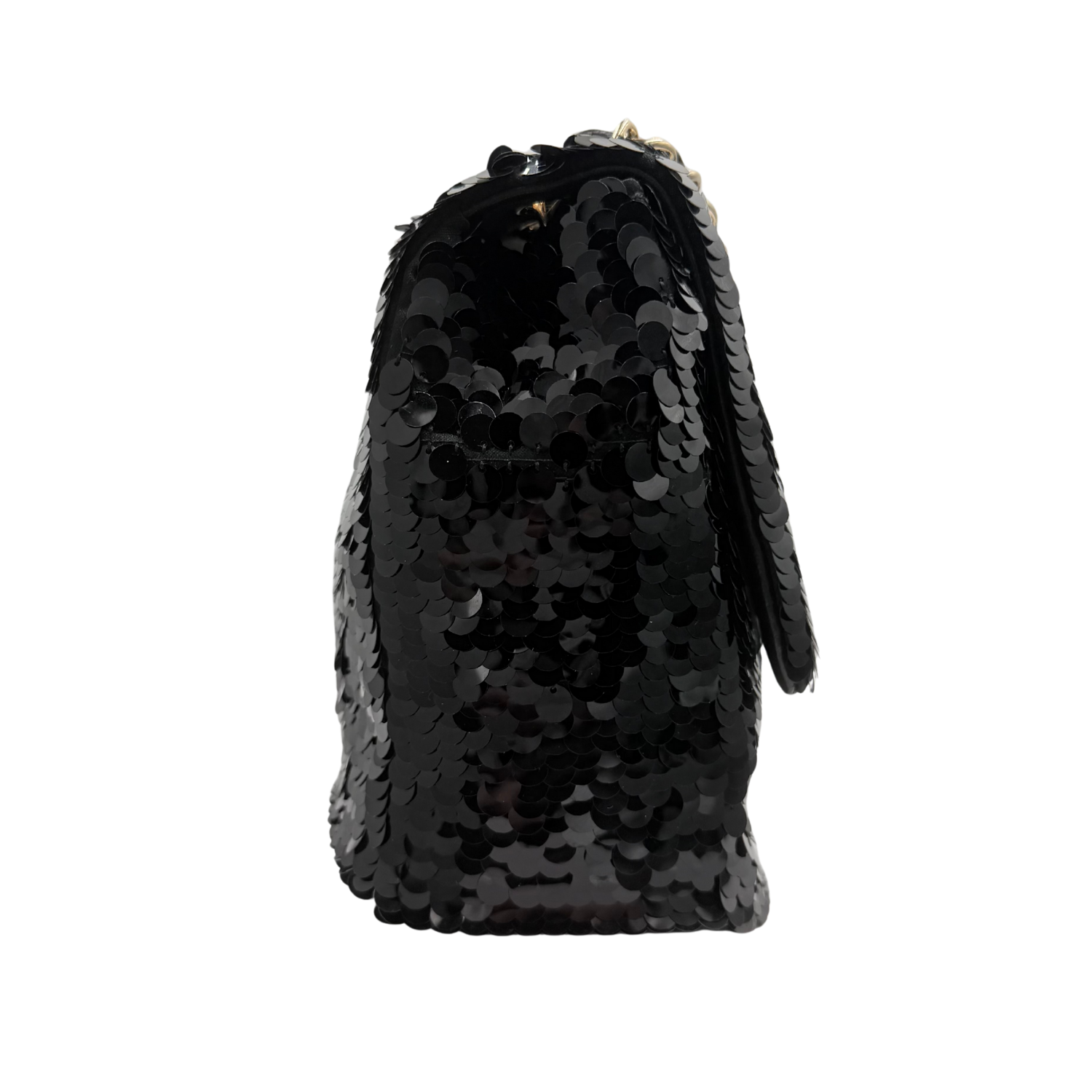 Chanel Medium Single Flap Bag Sequin Black