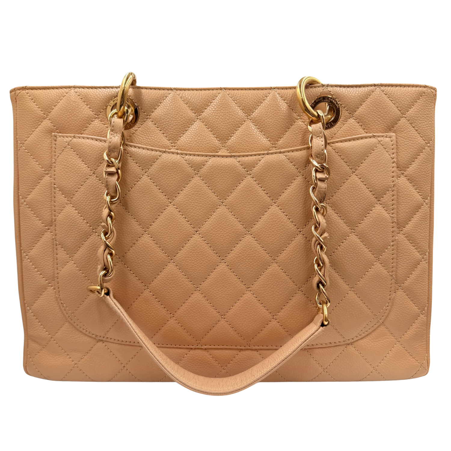 Chanel Caviar Quilted Leather Grand Shopping Tote Beige