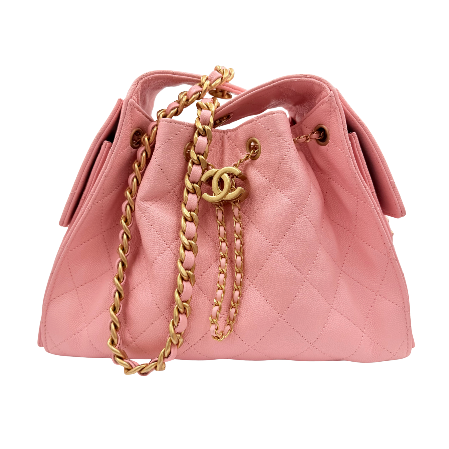 Chanel Small Quilted Caviar Leather Chanel 25 Handbag Bubblegum Pink