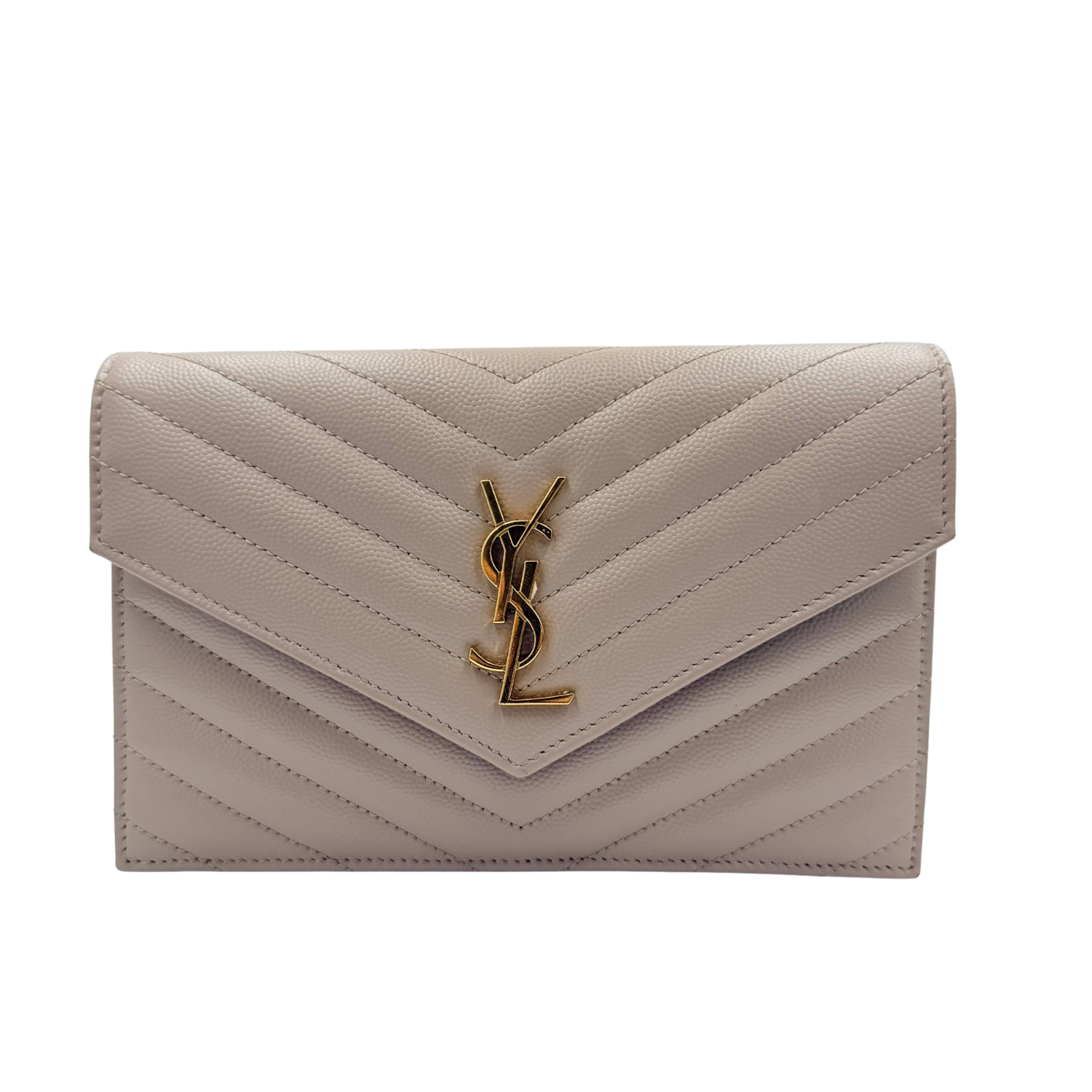 Yves Saint Laurent Chevron Envelope Flap Bag Tan