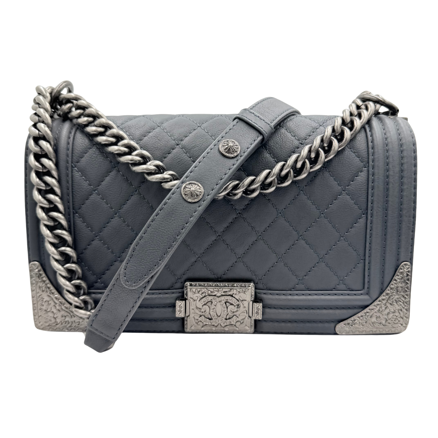 Chanel Medium Paris-Dallas Cowboy Boy Bag Gray