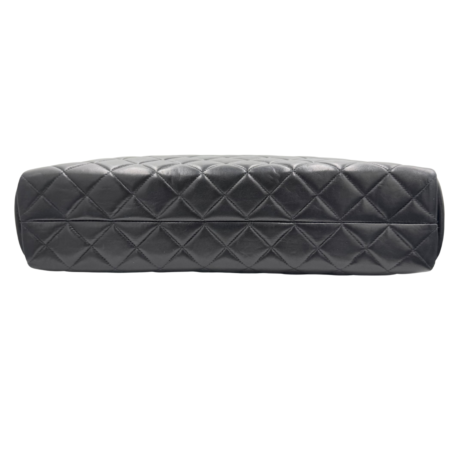 Chanel Vintage XL Diamond Quilted Shoulder Handbag Black