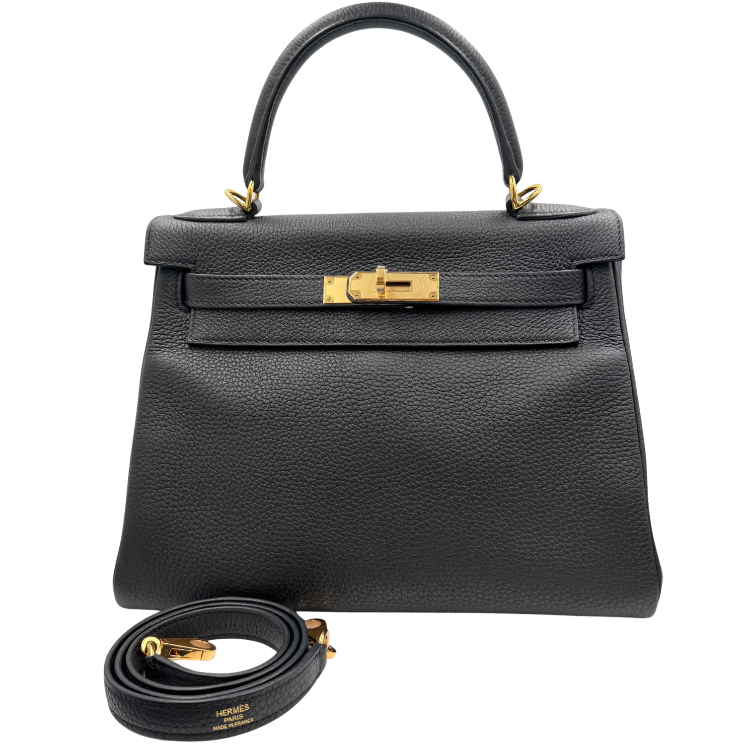 Hermès Kelly 28 Togo Retourne Leather Black