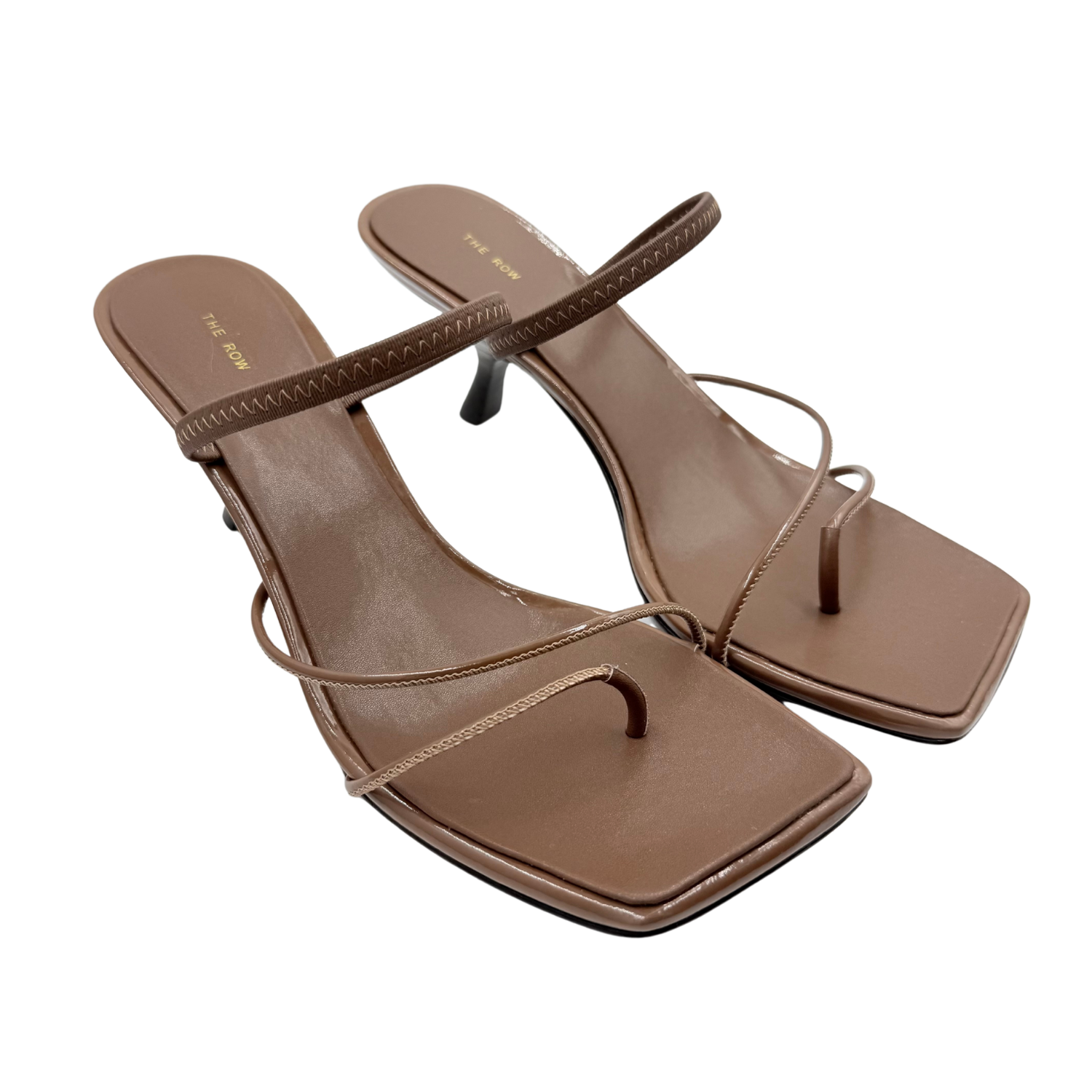 The Row Open Toe Strappy Heel Brown