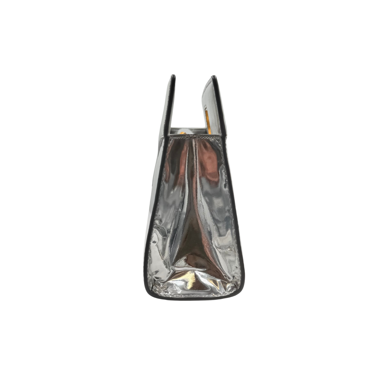 Small Diamond Metallic Clutch with Strap Silver