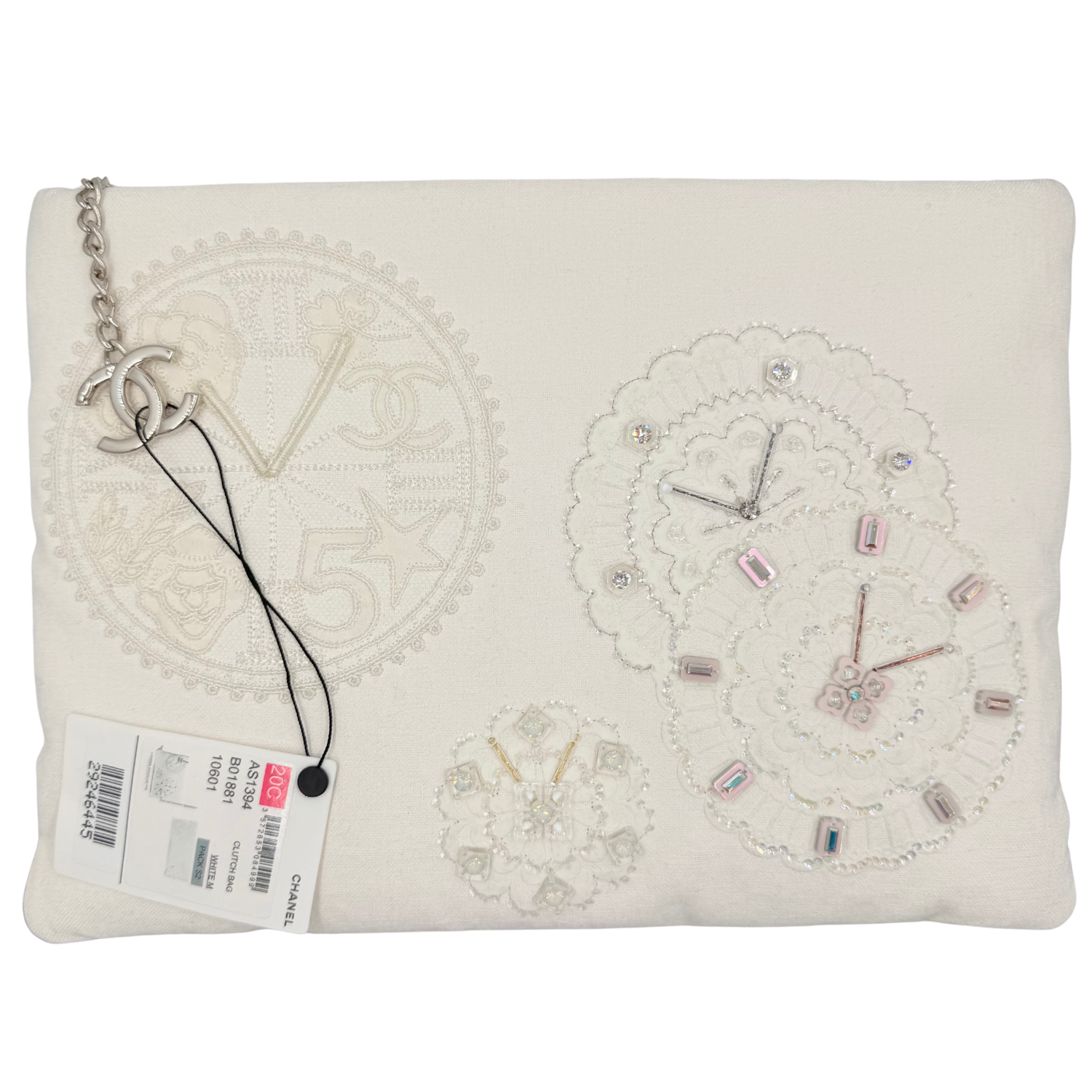 Clock Clutch Bag White