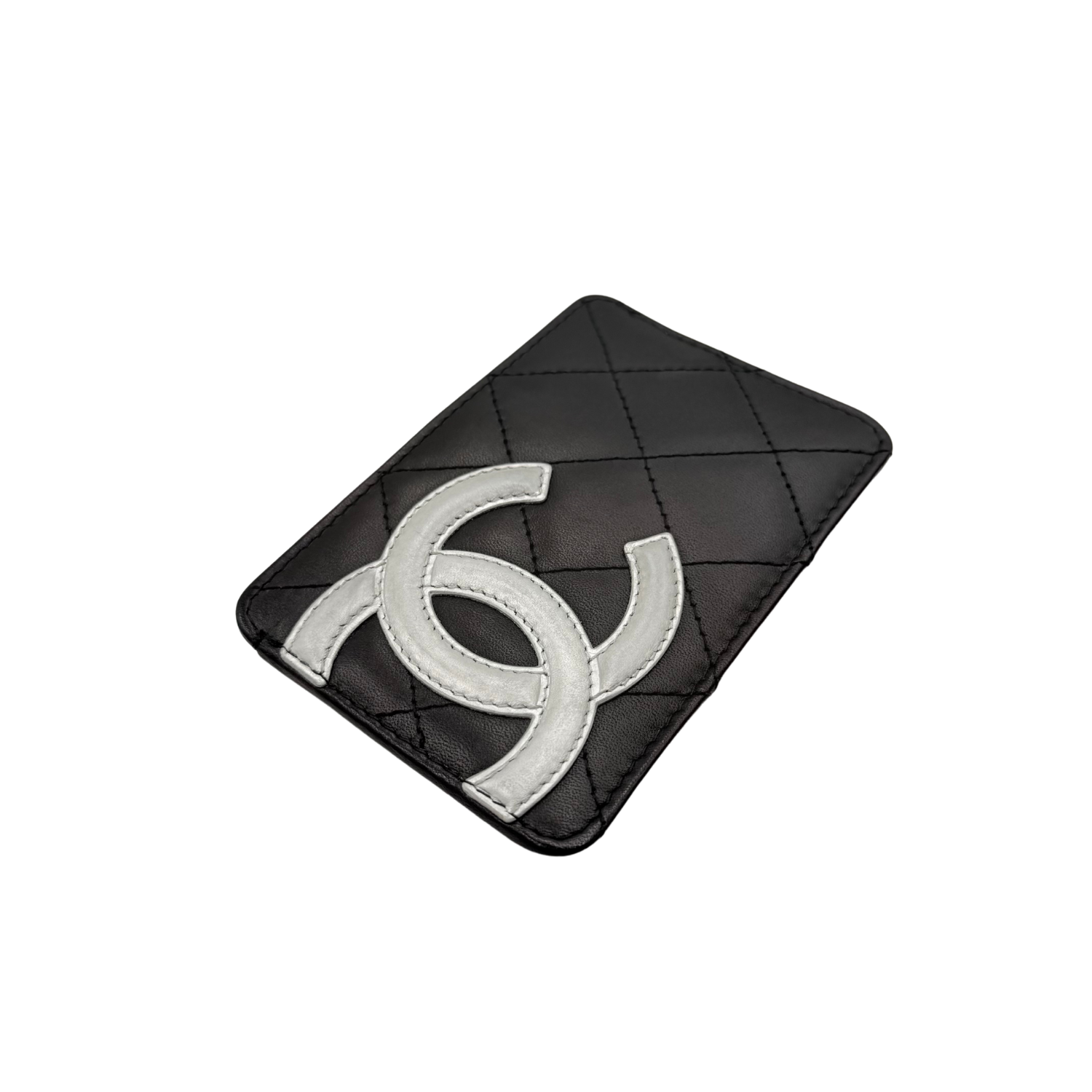 Chanel CC Ligne Cambon Cardholder Black and Silver