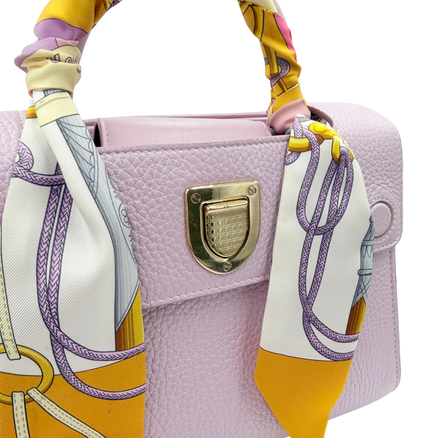 Christian Dior Mini Leather Diorever Tote Crossbody Bag with Top Handle Lavender (comes with Hermès Twilly)
