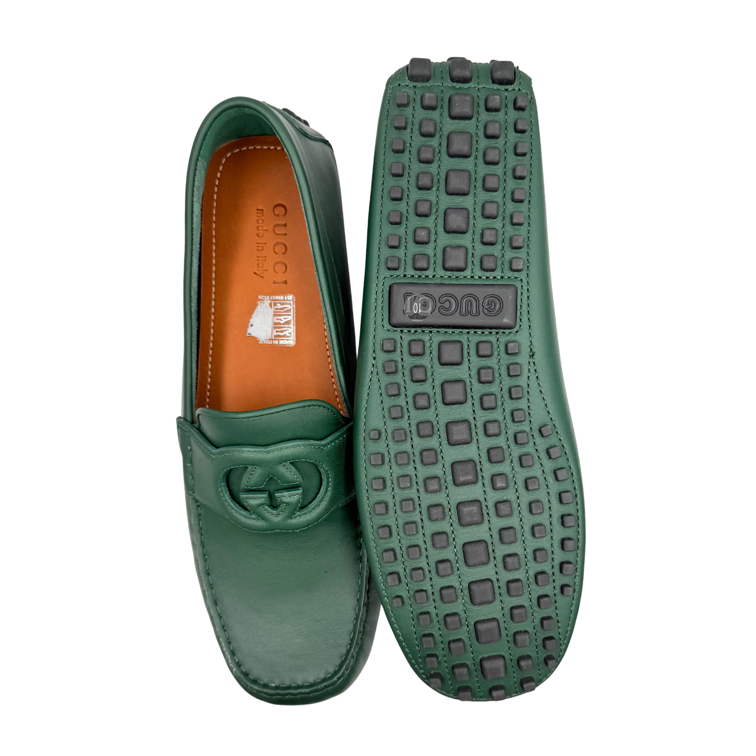 Gucci Leather Driver Loafers Green