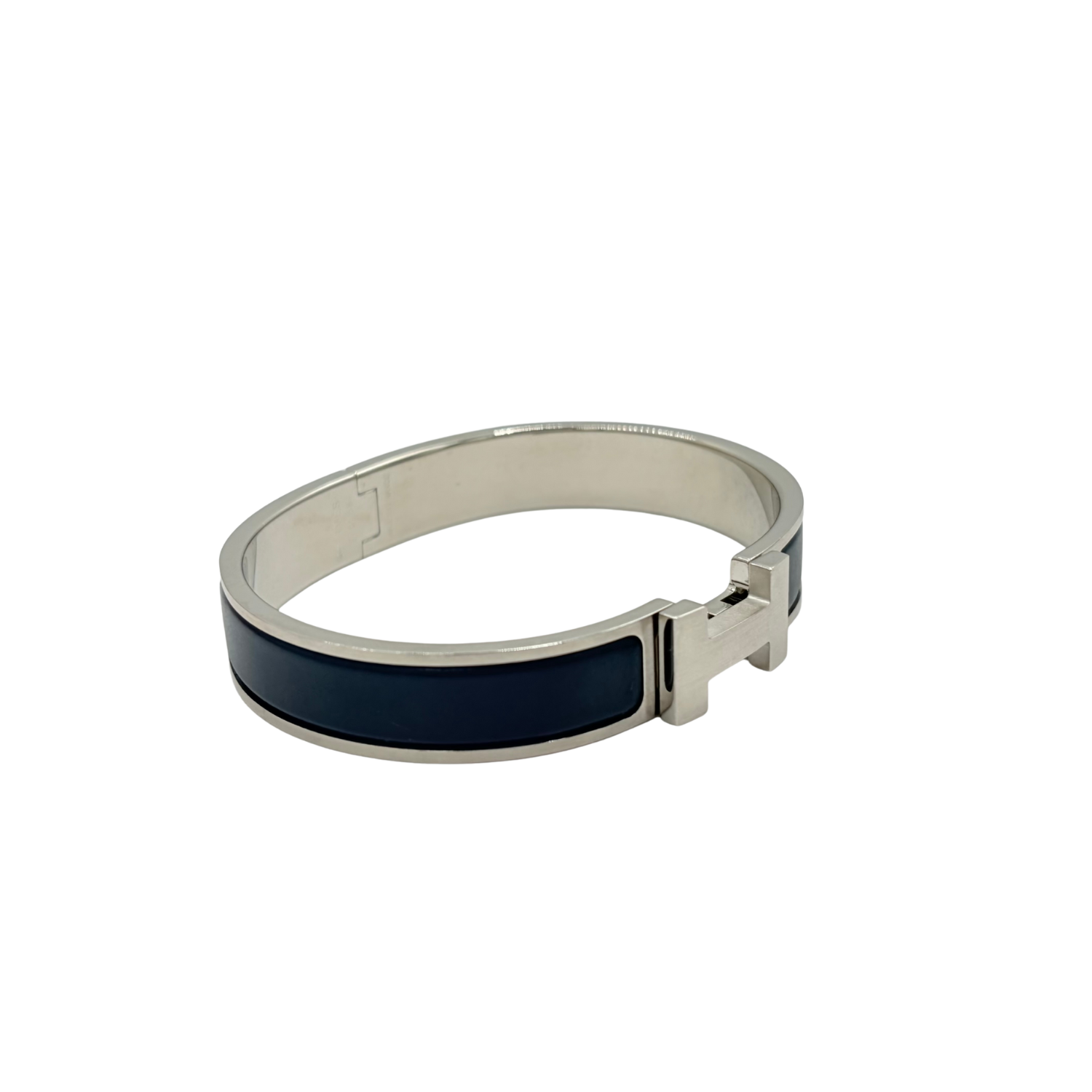 Hermès Large Clic H Bangle Bracelet Navy