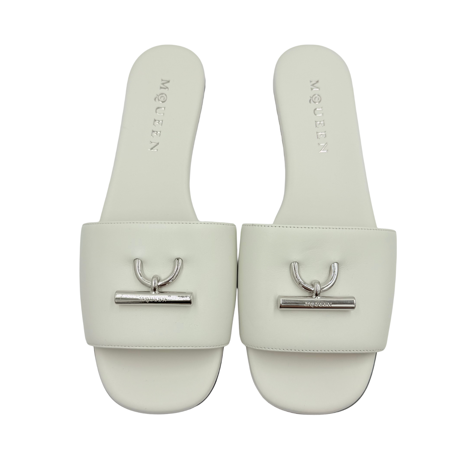 Alexander McQueen Arc T-Bar Slides White
