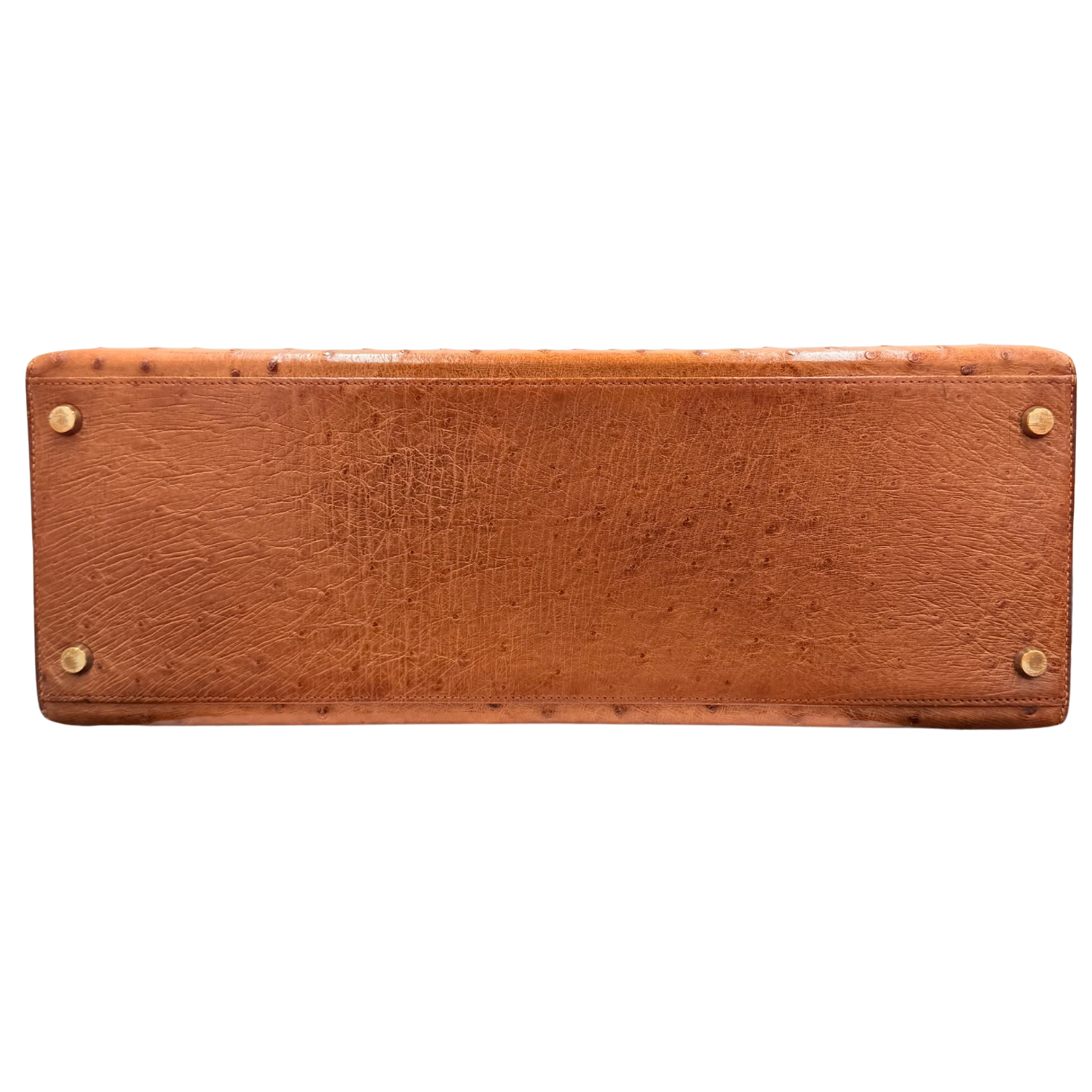 Hermès Vintage Kelly 35 Cognac Ostrich Sellier with Gold Hardware